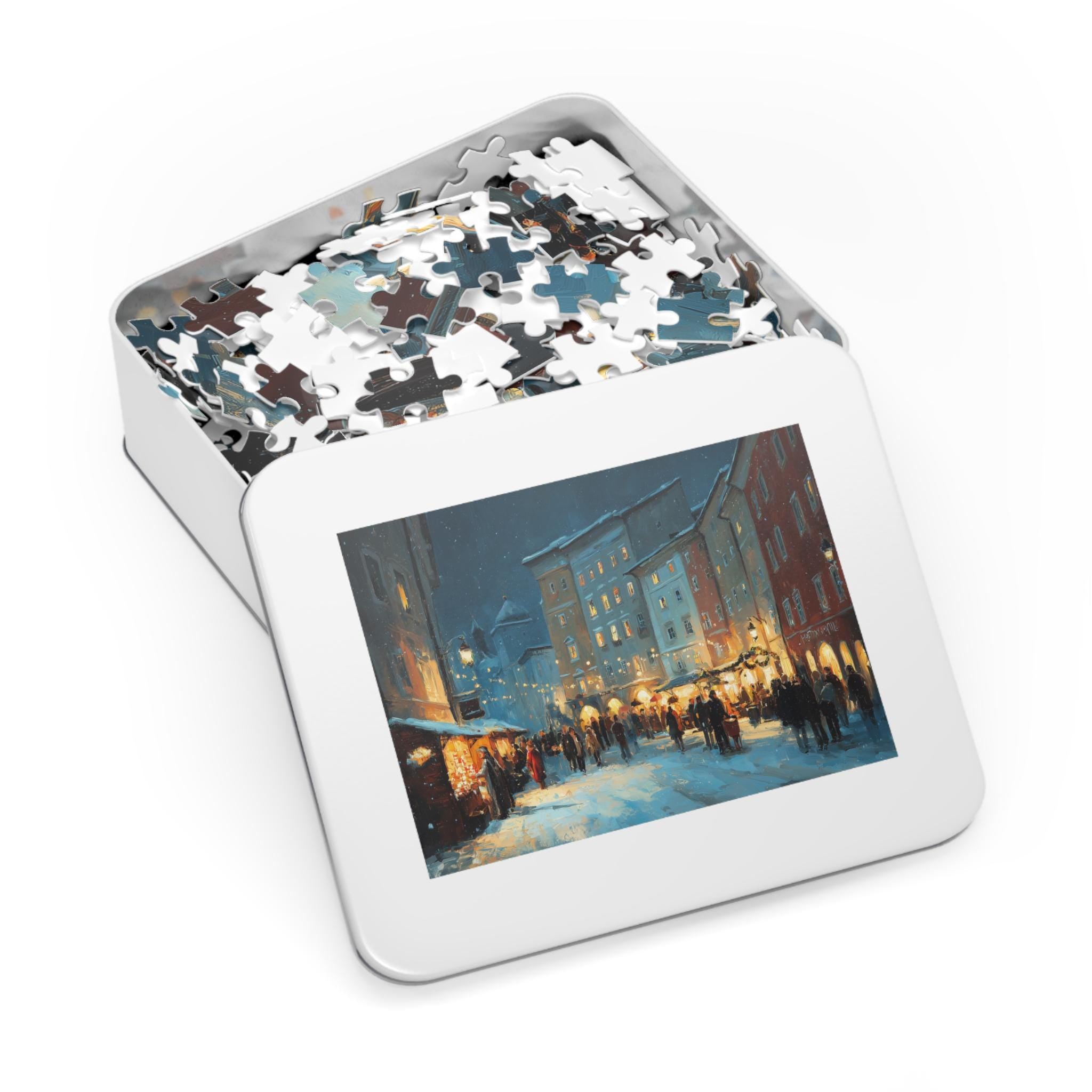 Salzburg Austria Christmas Puzzle, Personalized Gift Festive Market, Travel Keepsake, Family Holiday Souvenir