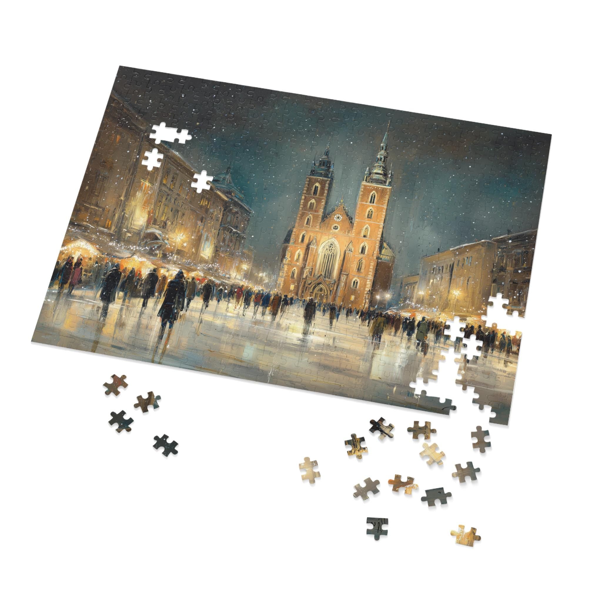 Krakow Poland Christmas Puzzle, Personalized Gift Festive Market, Travel Keepsake, Family Holiday Souvenir