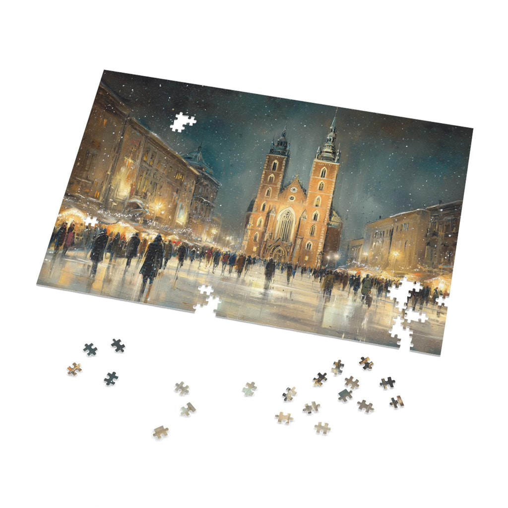 Krakow Poland Christmas Puzzle, Personalized Gift Festive Market, Travel Keepsake, Family Holiday Souvenir