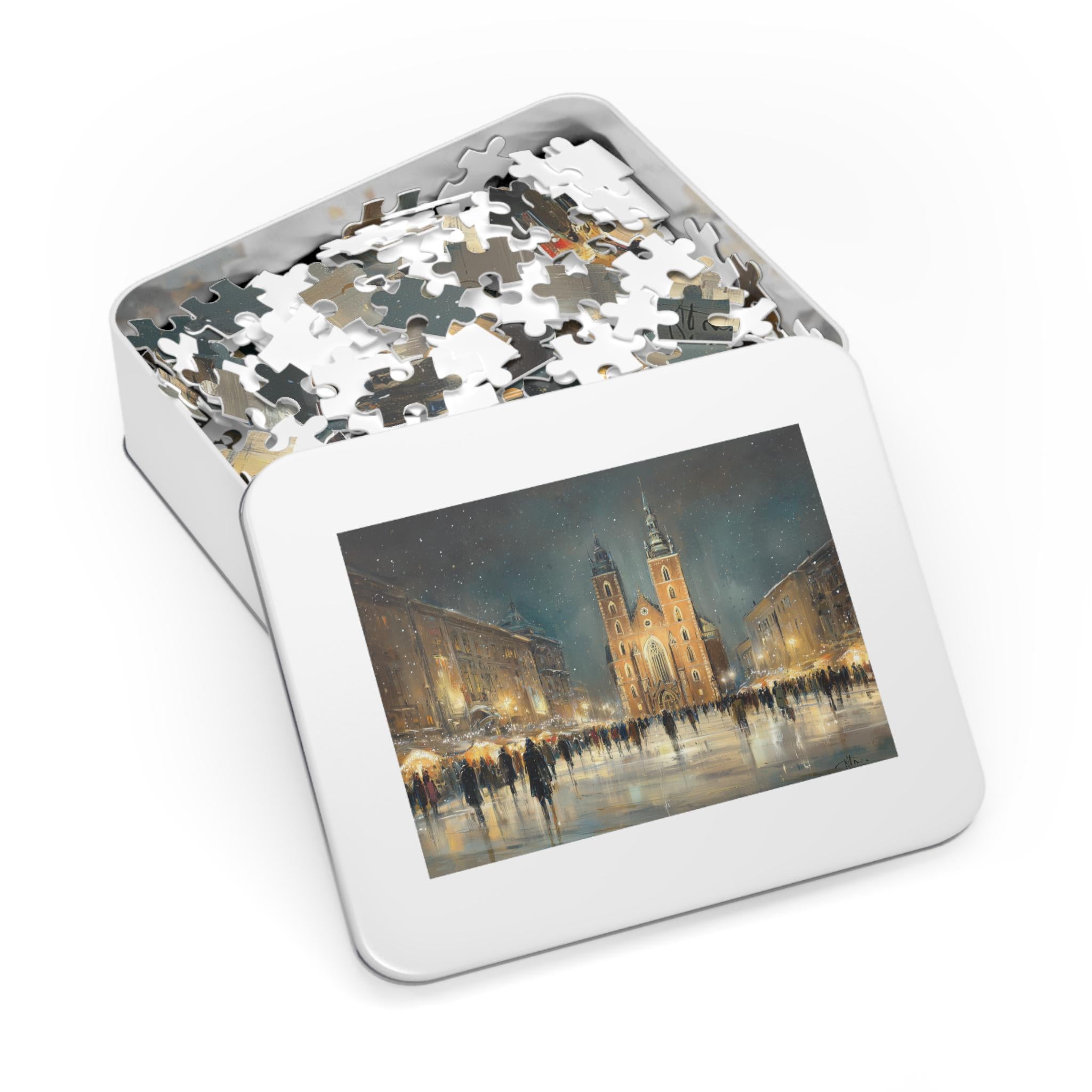 Krakow Poland Christmas Puzzle, Personalized Gift Festive Market, Travel Keepsake, Family Holiday Souvenir