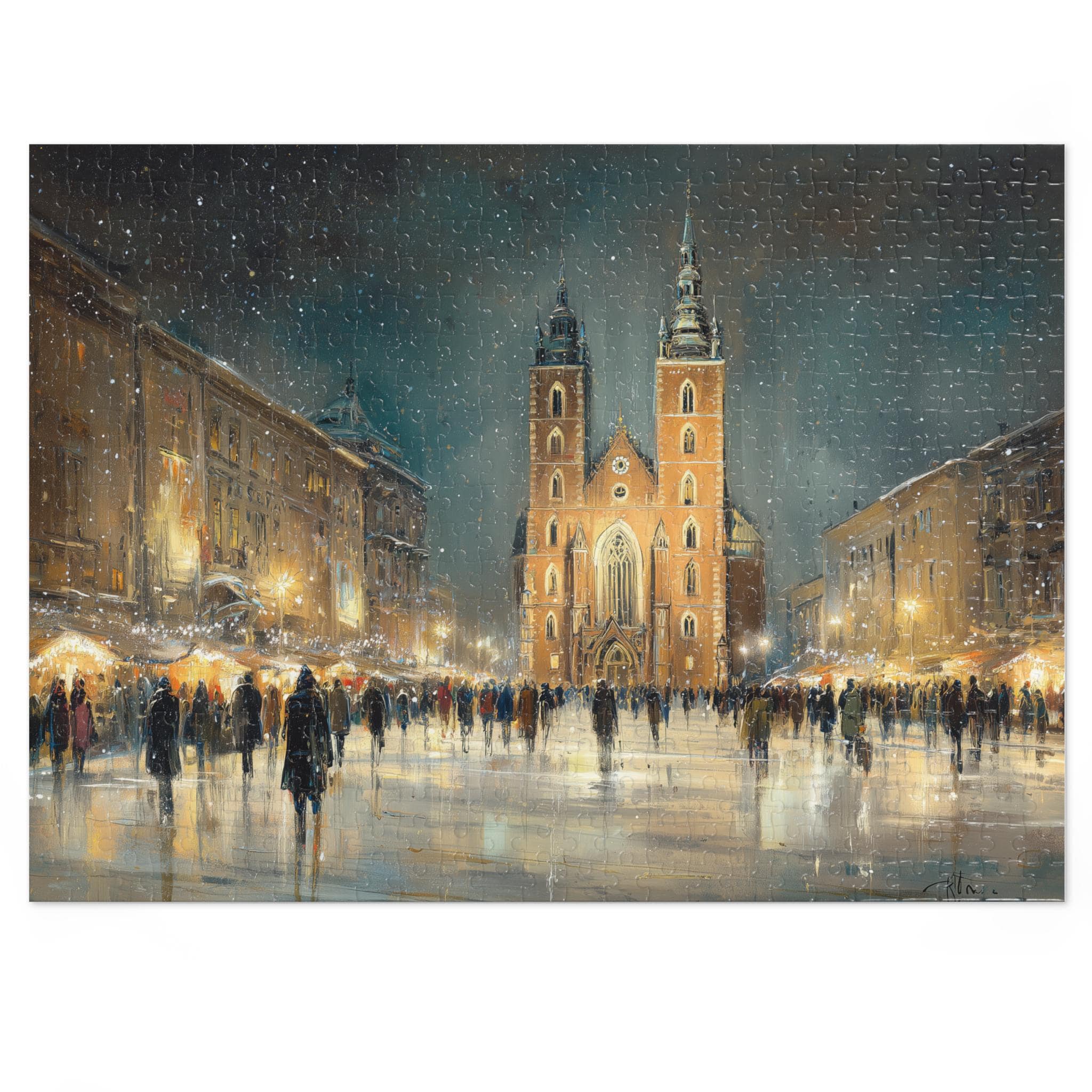 Krakow Poland Christmas Puzzle, Personalized Gift Festive Market, Travel Keepsake, Family Holiday Souvenir