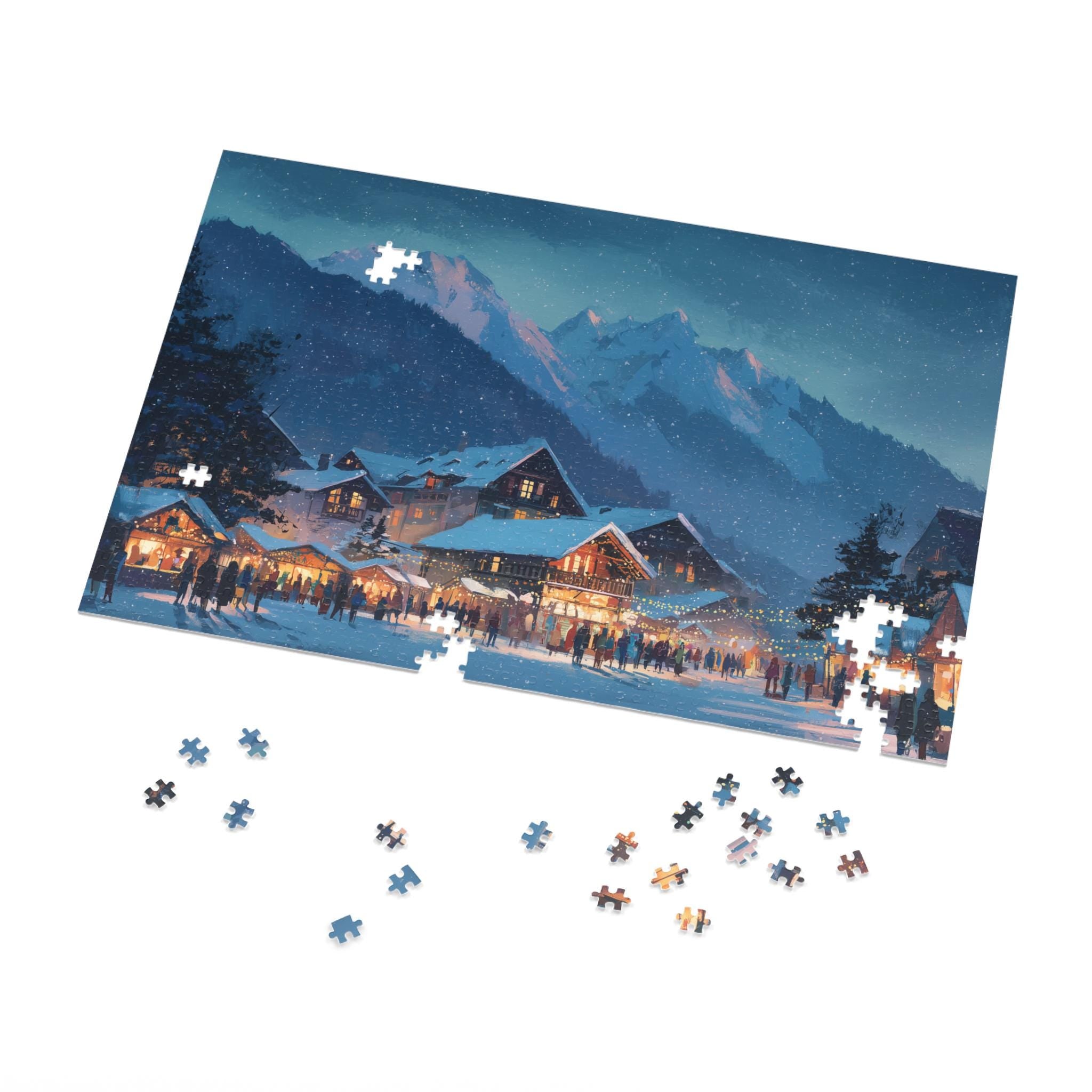 Interlaken Switzerland Christmas Puzzle, Personalized Gift Festive Market, Travel Keepsake, Family Holiday Souvenir