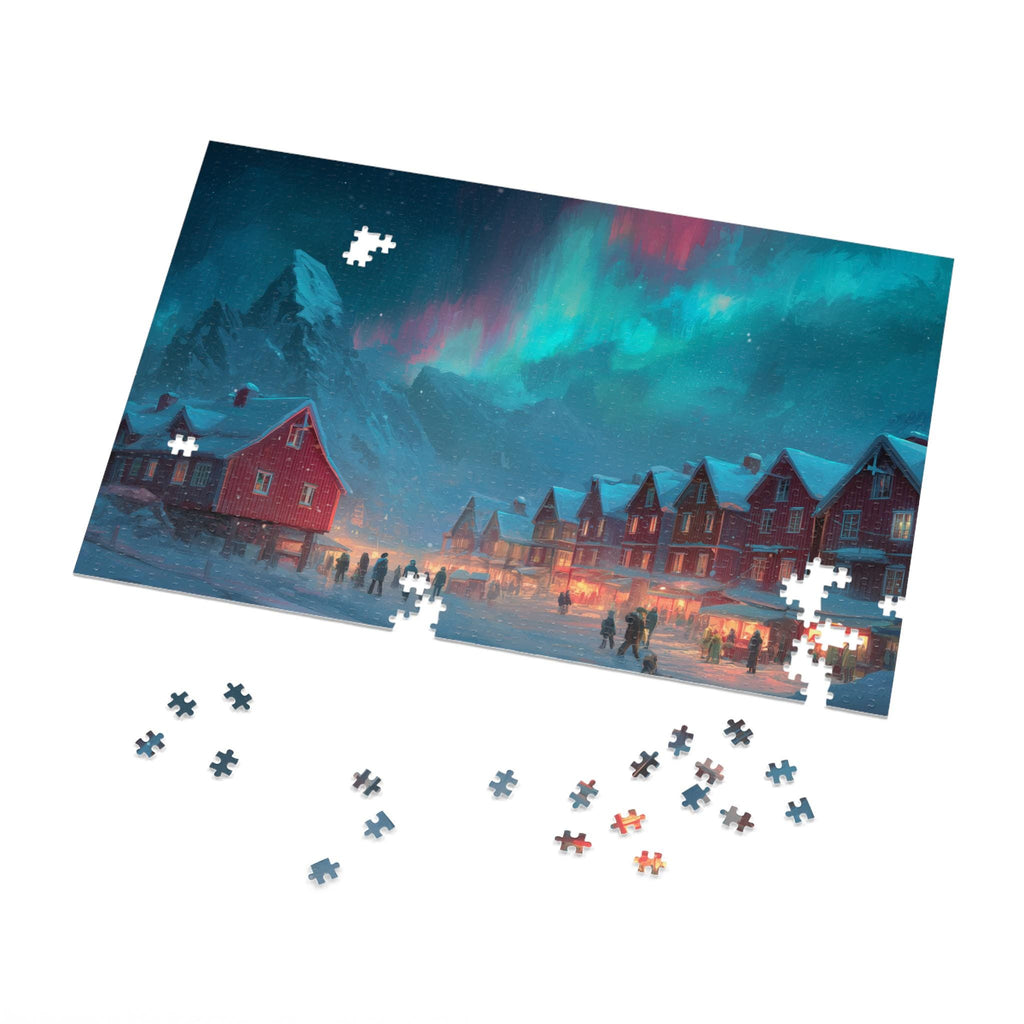 Lofoten Norway Christmas Puzzle, Personalized Gift Festive Market, Travel Keepsake, Family Holiday Souvenir