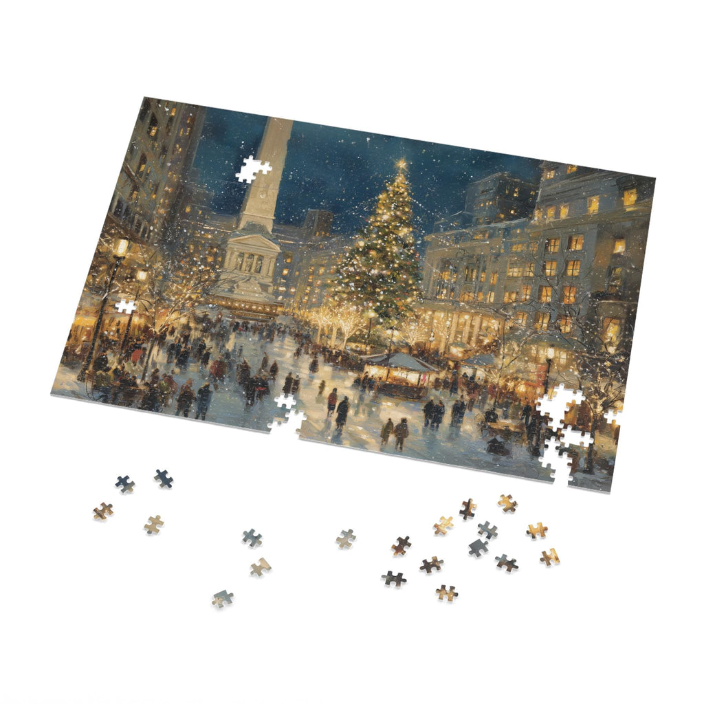 Indianapolis Indiana Christmas Puzzle, Personalized Gift Festive Market, Travel Keepsake, Family Holiday Souvenir