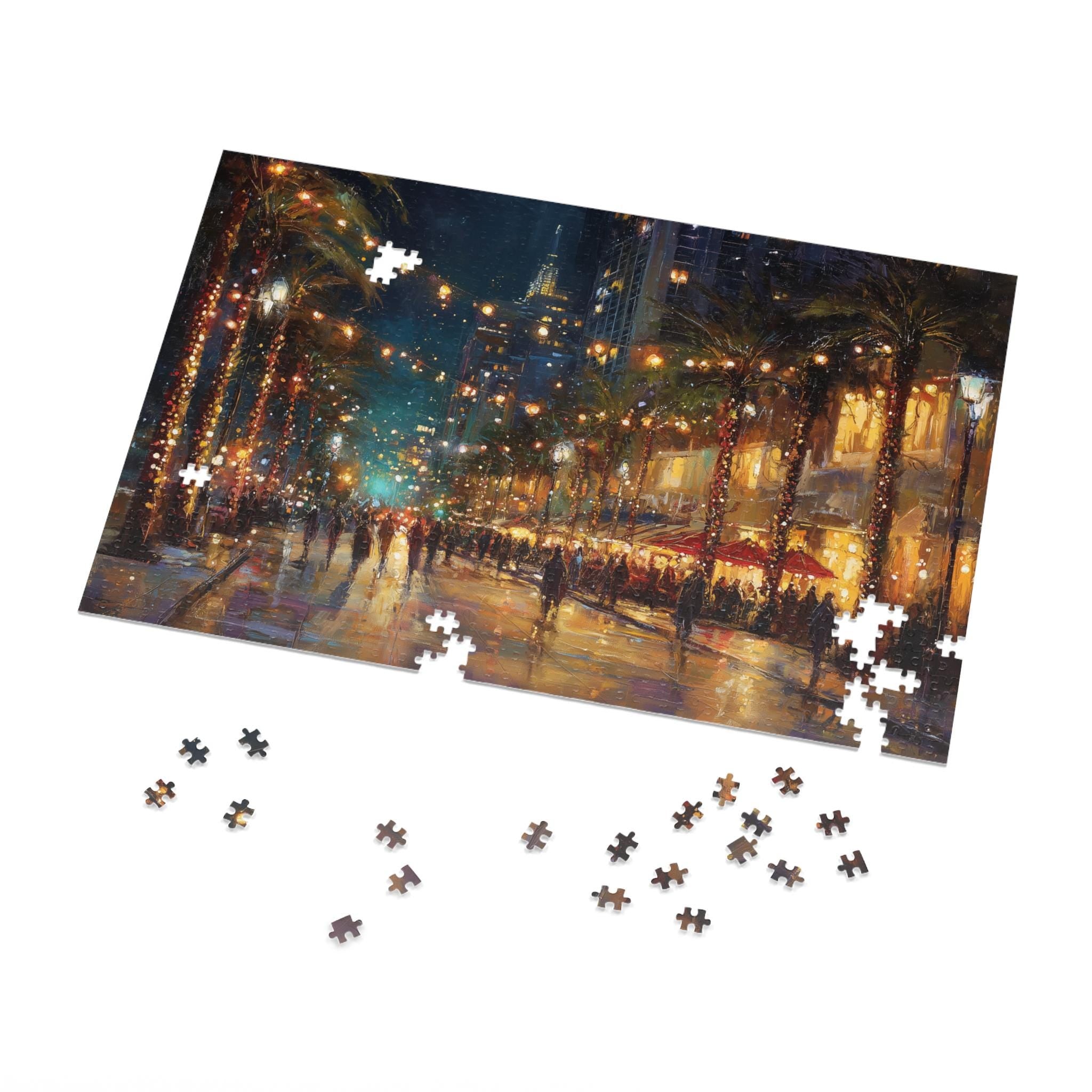 Houston Texas Christmas Puzzle, Personalized Gift Festive Market, Travel Keepsake, Family Holiday Souvenir