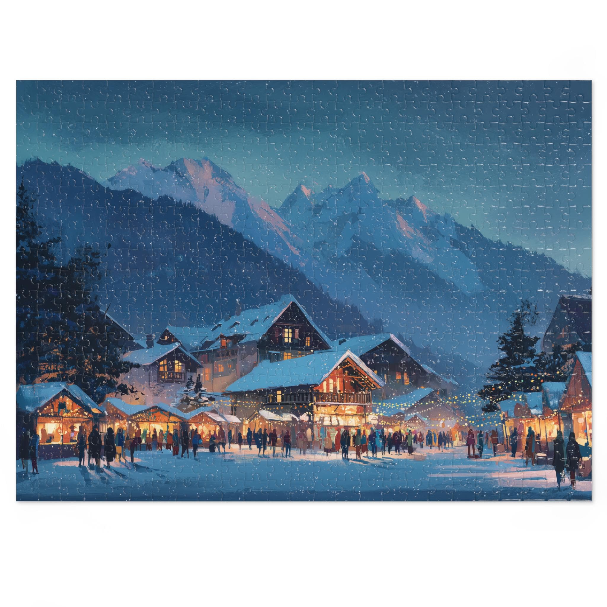 Interlaken Switzerland Christmas Puzzle, Personalized Gift Festive Market, Travel Keepsake, Family Holiday Souvenir