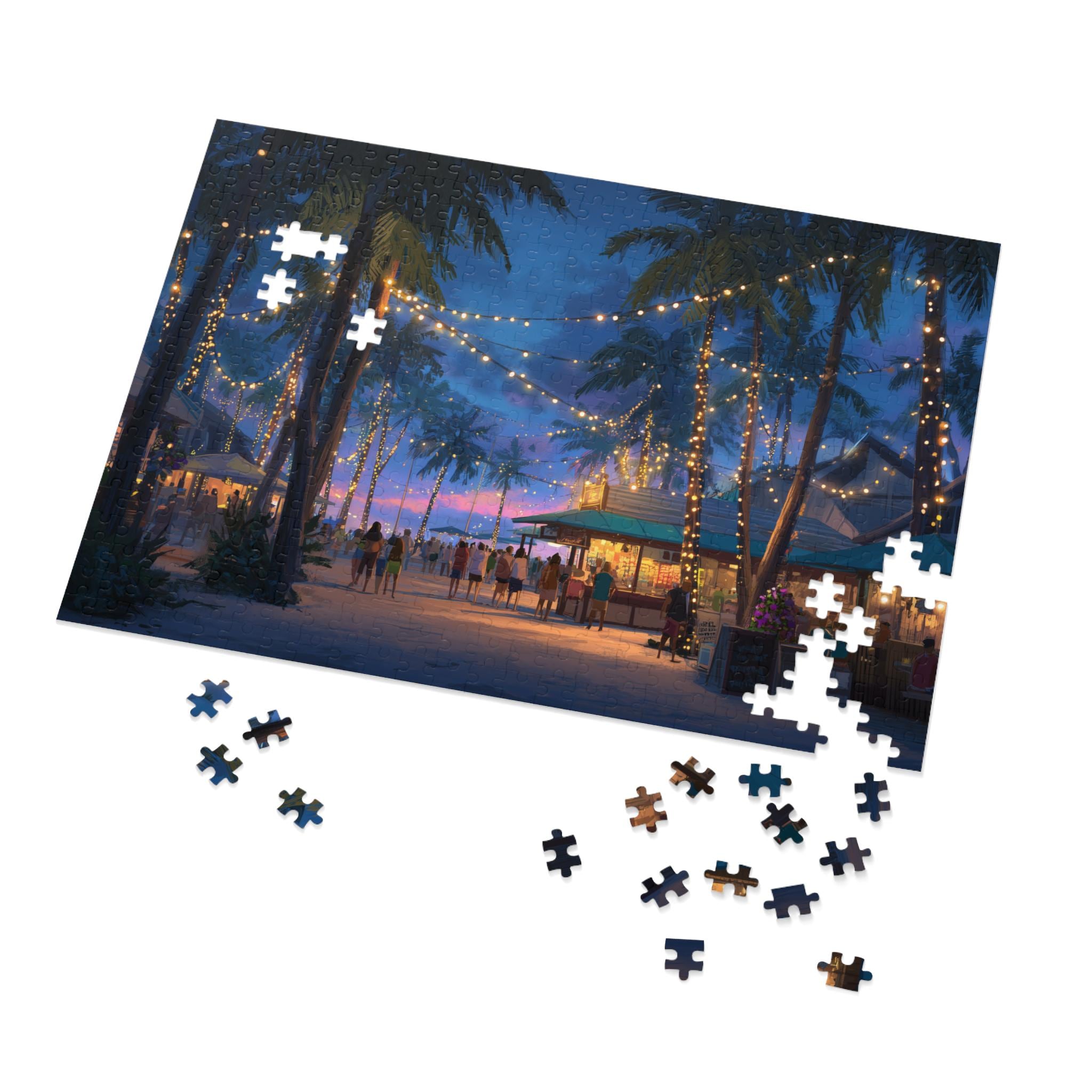 Honolulu Hawaii Christmas Puzzle, Personalized Gift Festive Market, Travel Keepsake, Family Holiday Souvenir