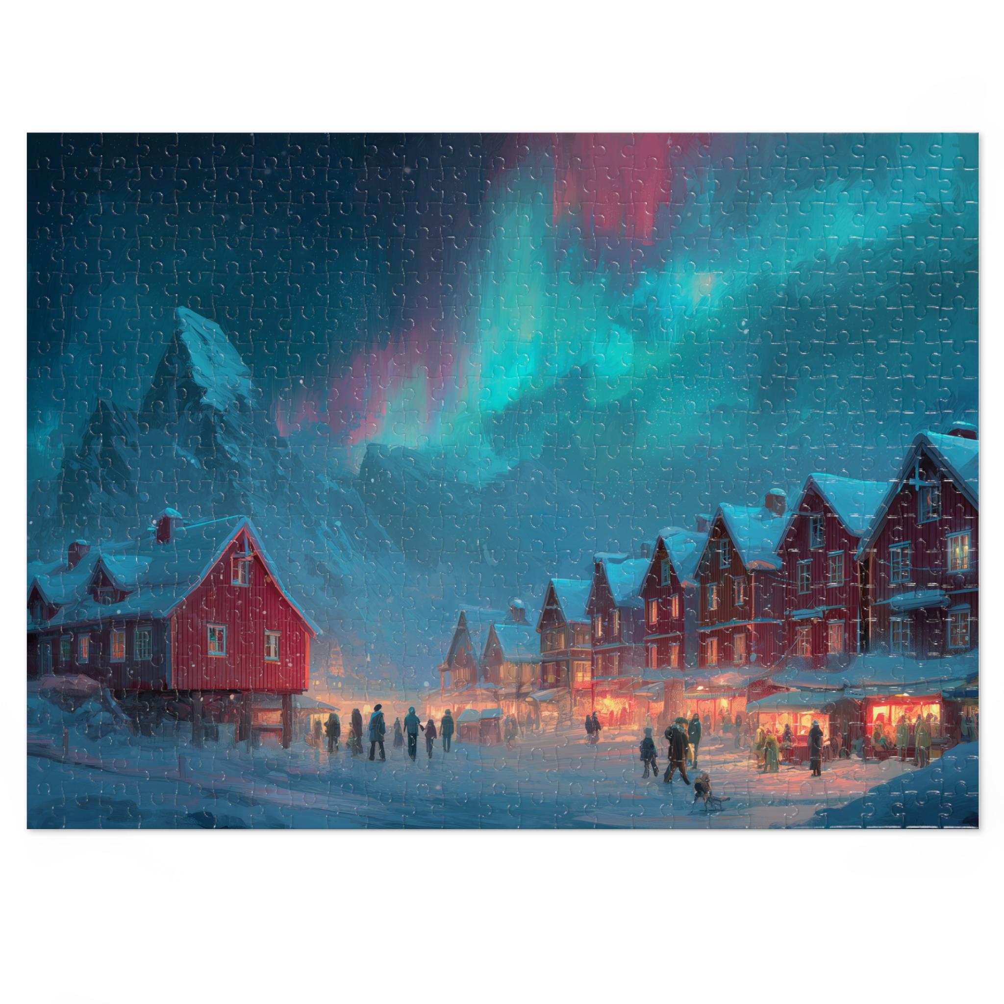Lofoten Norway Christmas Puzzle, Personalized Gift Festive Market, Travel Keepsake, Family Holiday Souvenir