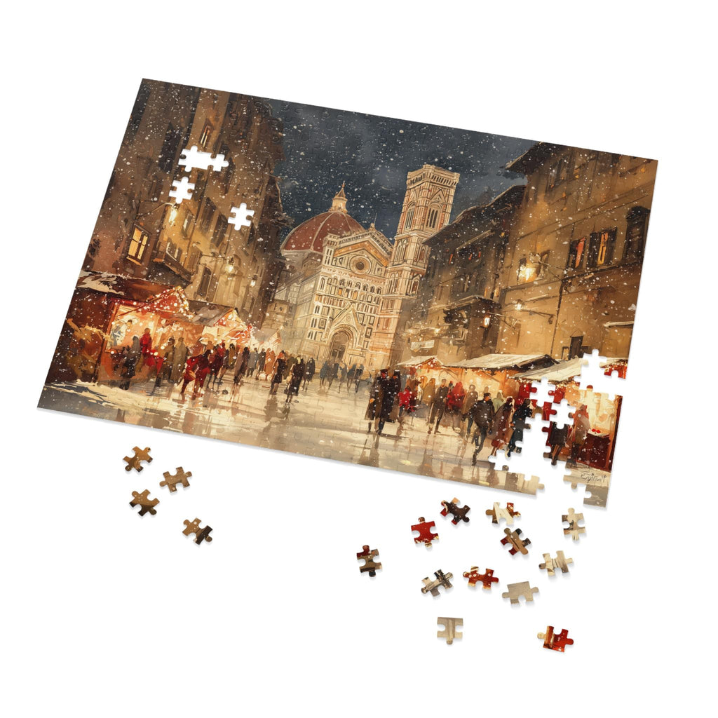 Florence Italy Christmas Puzzle, Personalized Gift Festive Market, Travel Keepsake, Family Holiday Souvenir