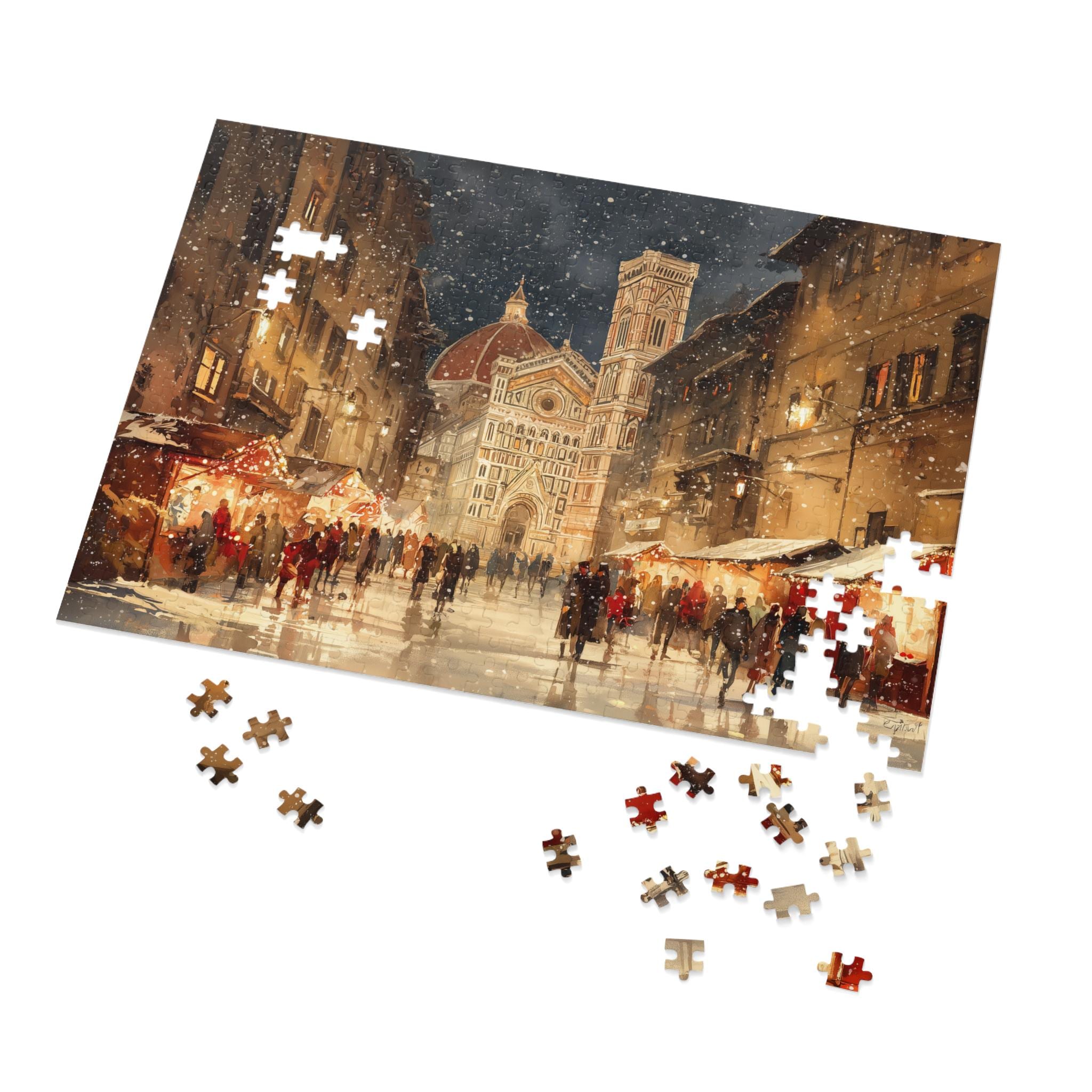 Florence Italy Christmas Puzzle, Personalized Gift Festive Market, Travel Keepsake, Family Holiday Souvenir