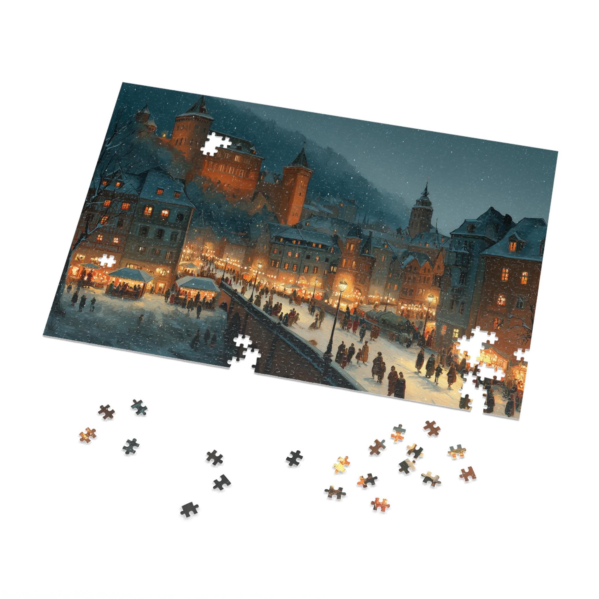 Heidelberg Germany Christmas Puzzle, Personalized Gift Festive Market, Travel Keepsake, Family Holiday Souvenir