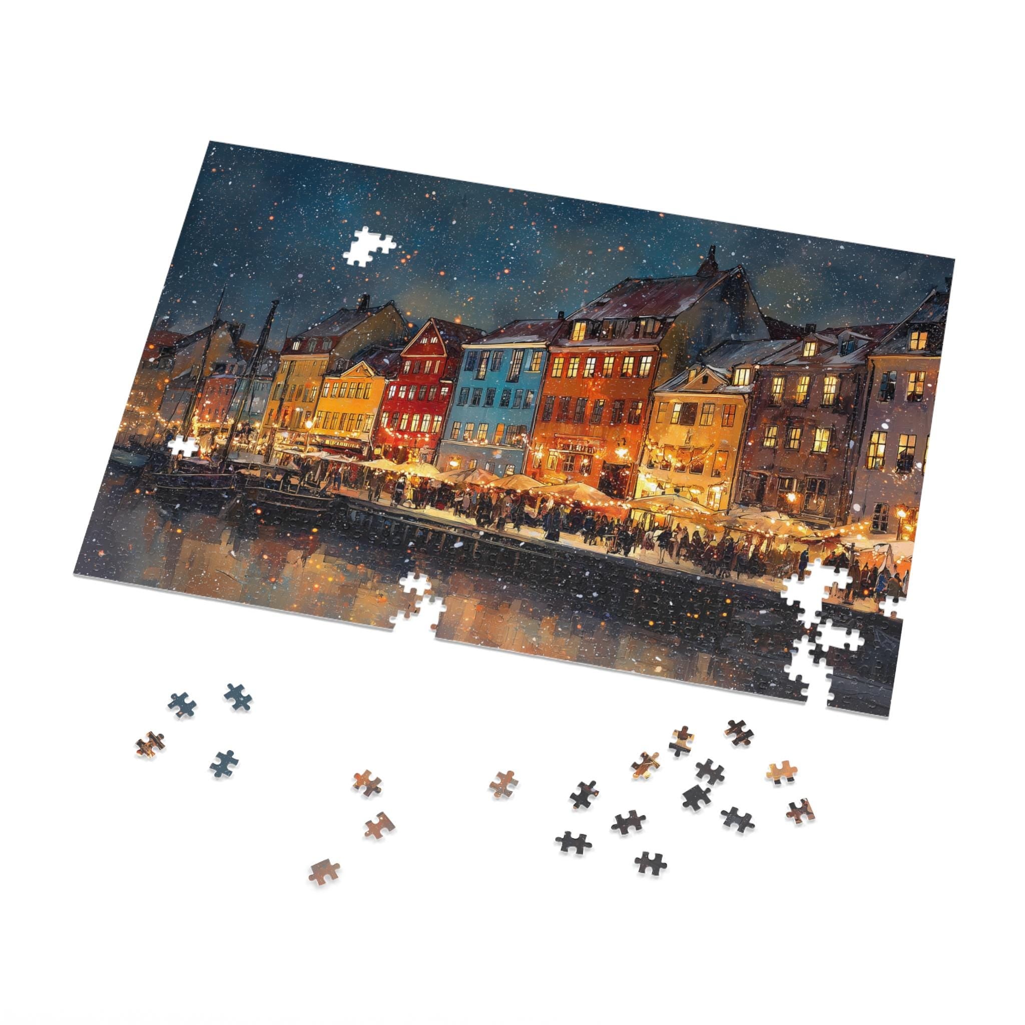 Copenhagen  Denmark Christmas Puzzle, Personalized Gift Festive Market, Travel Keepsake, Family Holiday Souvenir