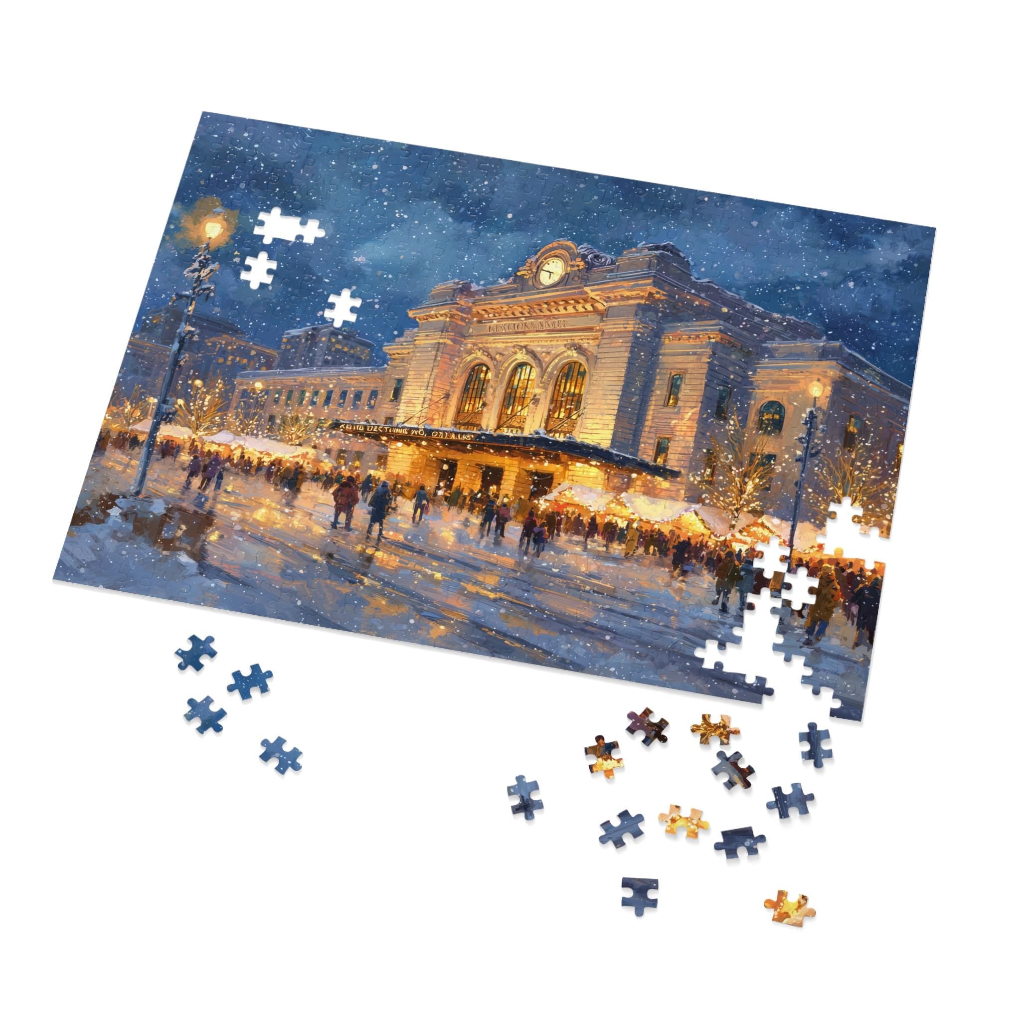 Denver Colorado Christmas Puzzle, Personalized Gift Festive Market, Travel Keepsake, Family Holiday Souvenir