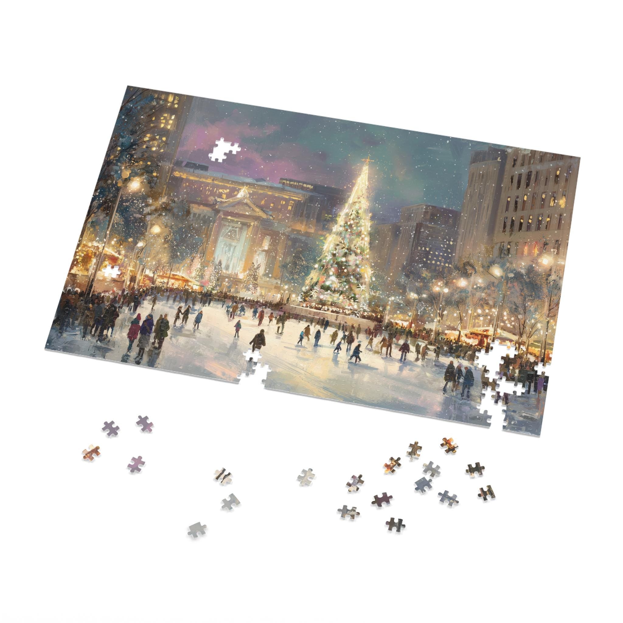 Detroit Michigan Christmas Puzzle, Personalized Gift Festive Market, Travel Keepsake, Family Holiday Souvenir
