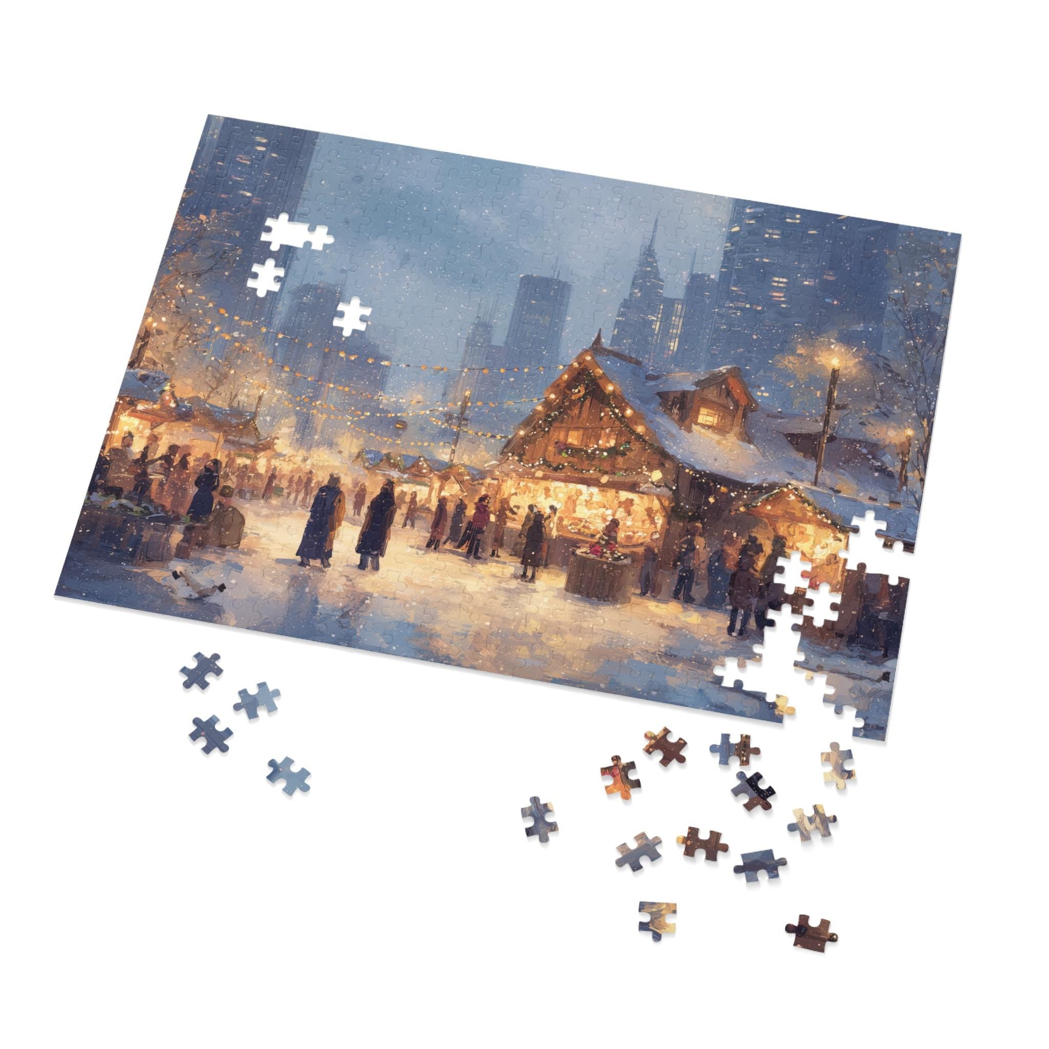 Chicago Illinois Christmas Puzzle, Personalized Gift Festive Market, Travel Keepsake, Family Holiday Souvenir