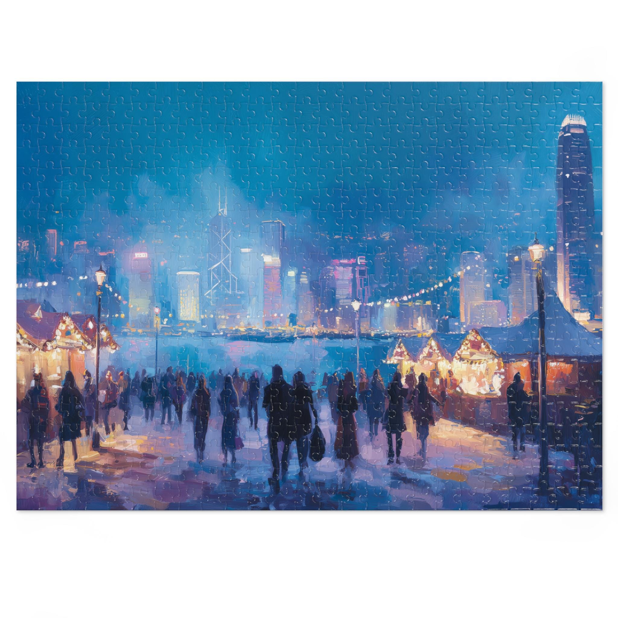 Hong_Kong Christmas Puzzle, Personalized Gift Festive Market, Travel Keepsake, Family Holiday Souvenir