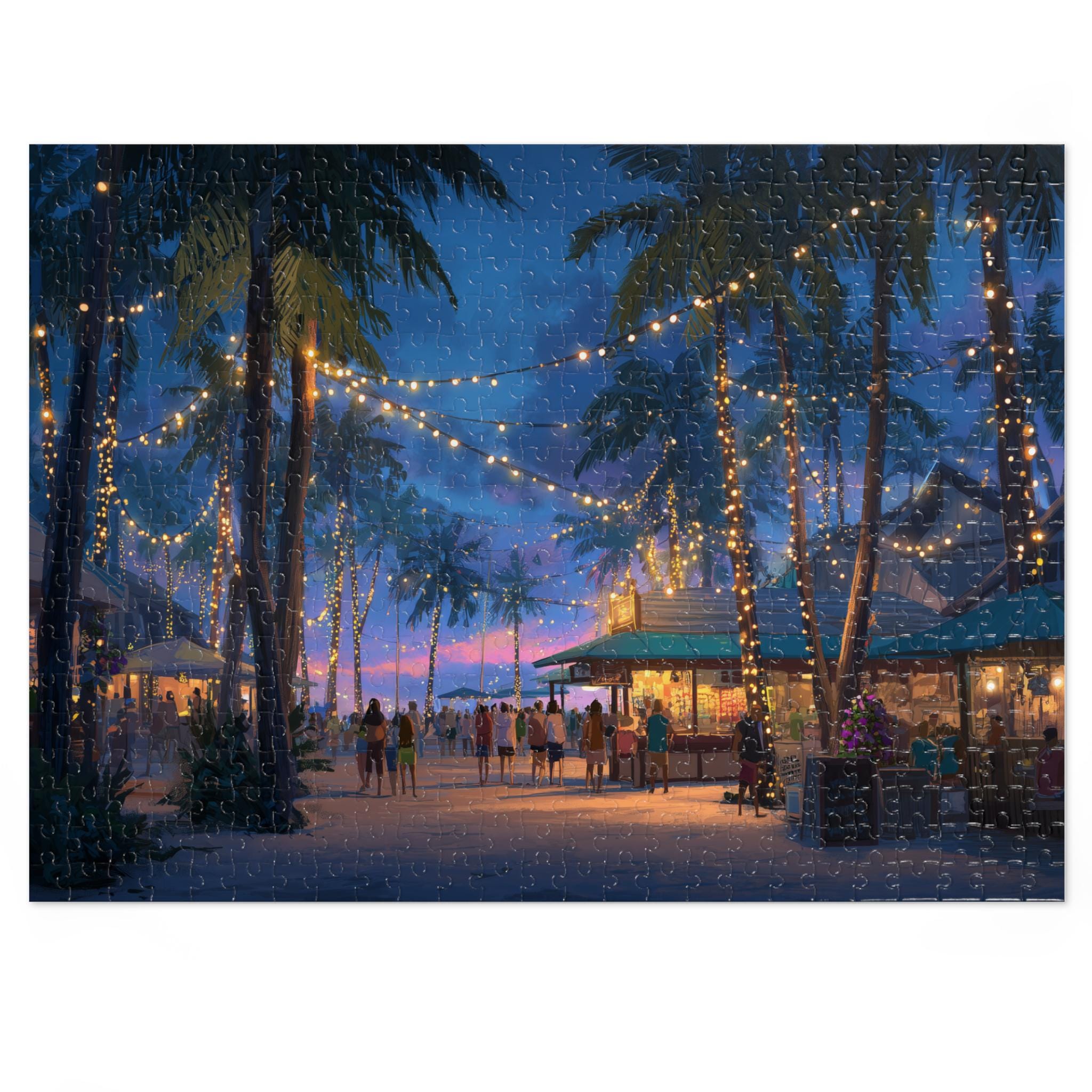 Honolulu Hawaii Christmas Puzzle, Personalized Gift Festive Market, Travel Keepsake, Family Holiday Souvenir