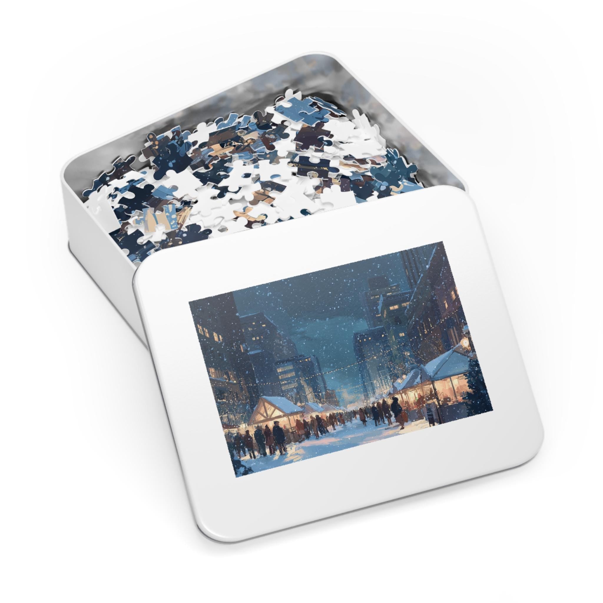 De Moines iowa Christmas Puzzle, Personalized Gift Festive Market, Travel Keepsake, Family Holiday Souvenir