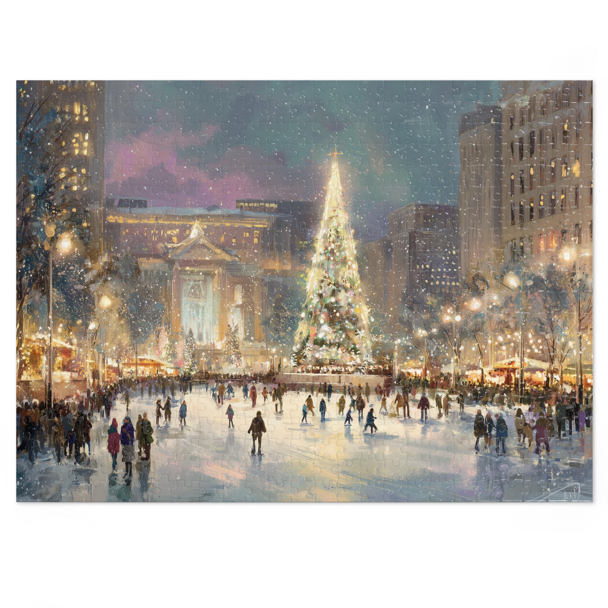 Detroit Michigan Christmas Puzzle, Personalized Gift Festive Market, Travel Keepsake, Family Holiday Souvenir