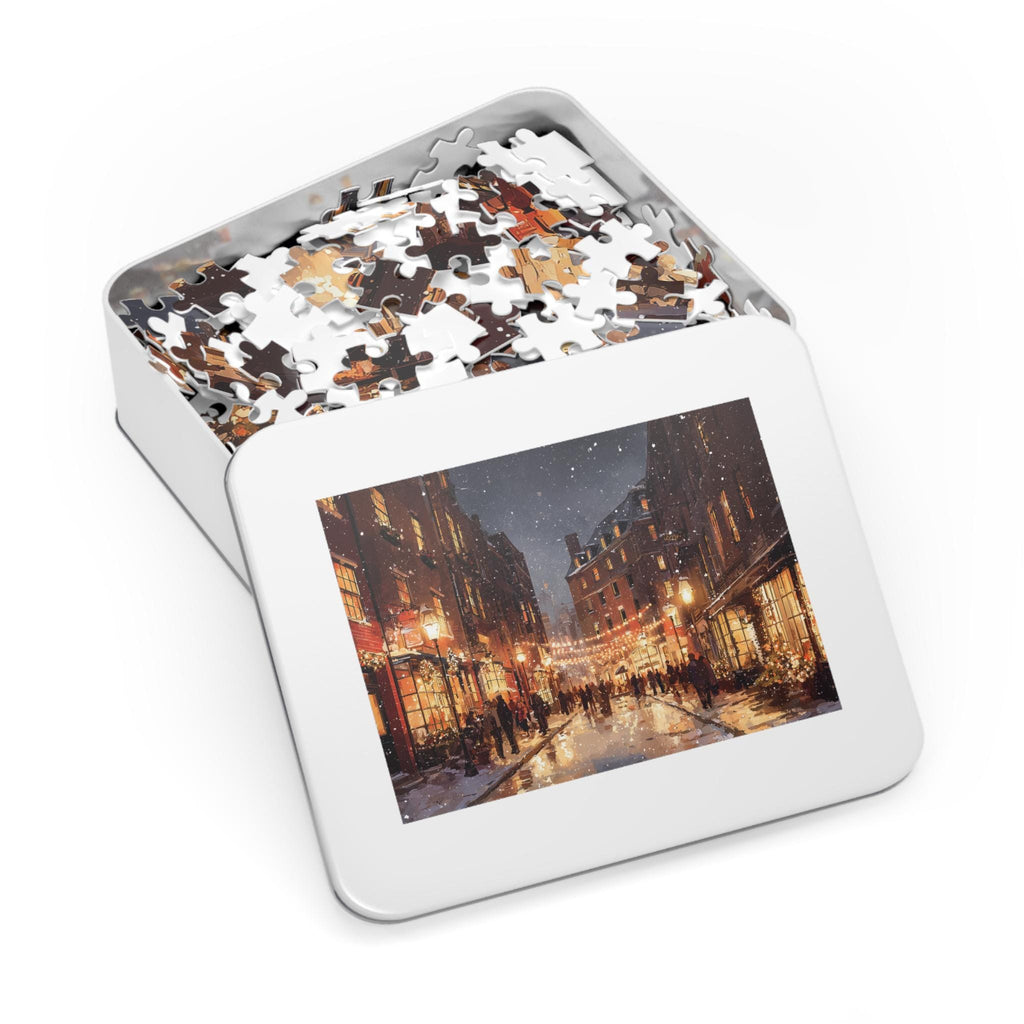 Boston Massachusetts Christmas Puzzle, Personalized Gift Festive Market, Travel Keepsake, Family Holiday Souvenir