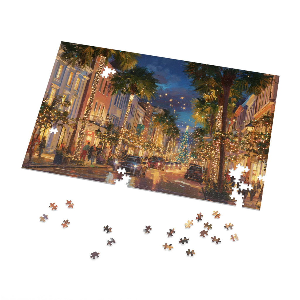 Charleston South Carolina Christmas Puzzle, Personalized Gift Festive Market, Travel Keepsake, Family Holiday Souvenir