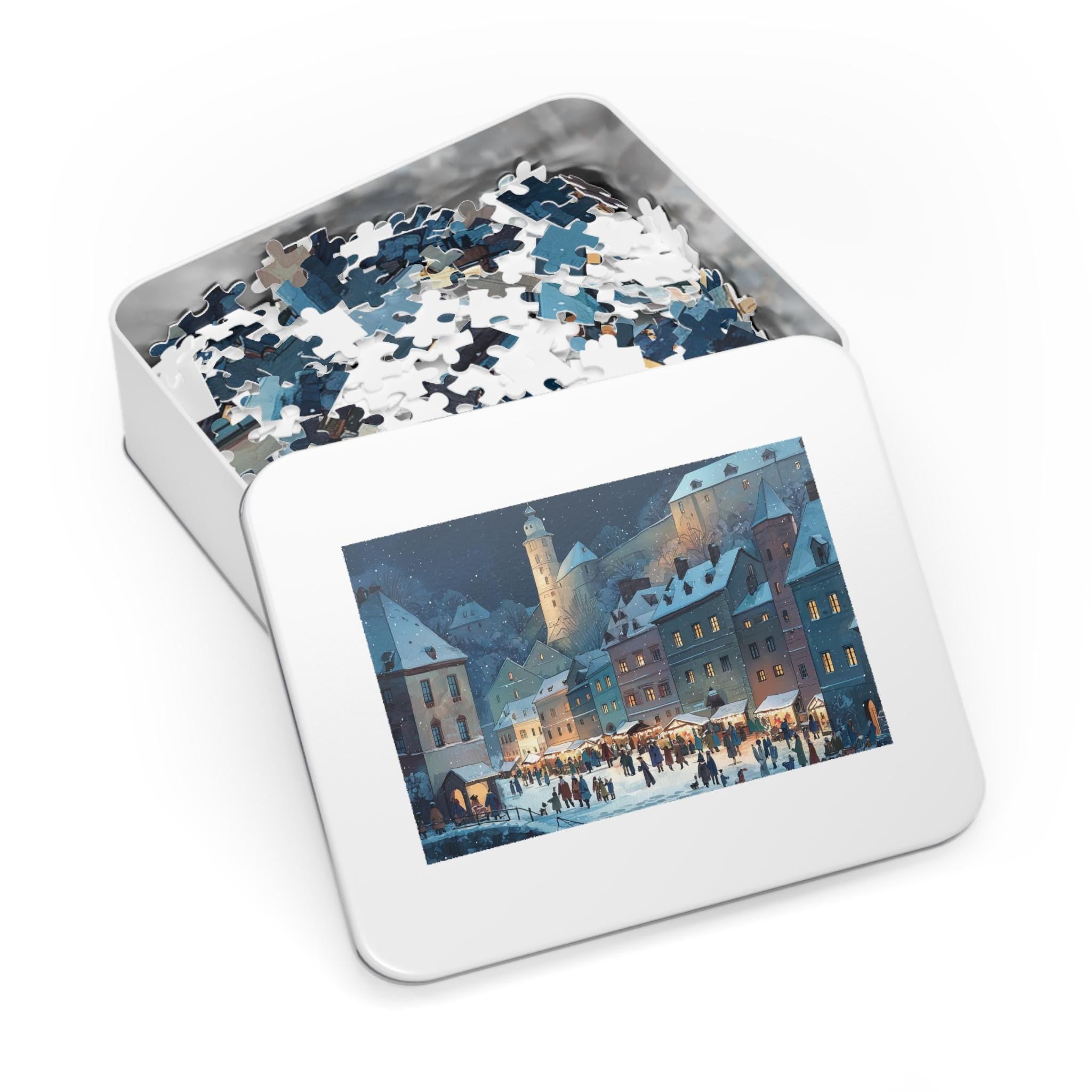 Cesky Krumlov Czech Republic Christmas Puzzle, Personalized Gift Festive Market, Travel Keepsake, Family Holiday Souvenir