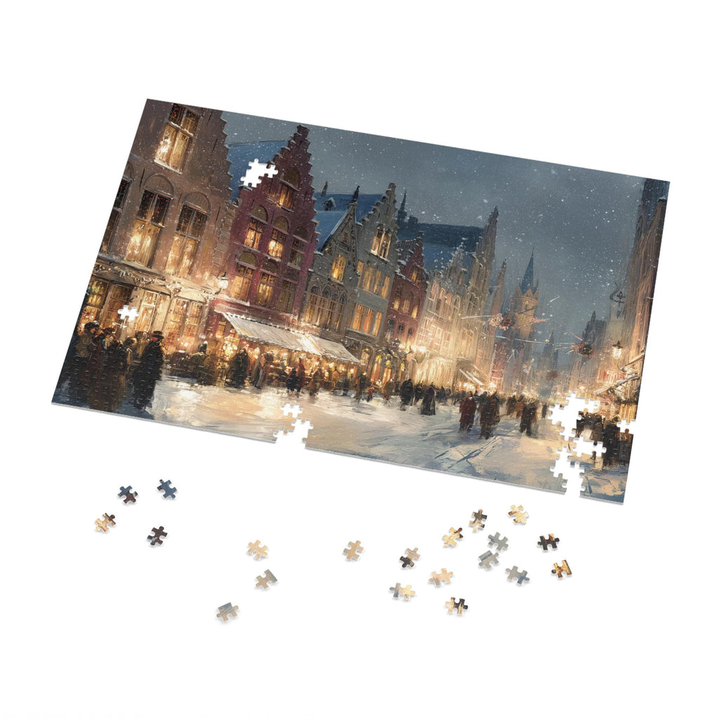 Bruges Belgium Christmas Puzzle, Personalized Gift Festive Market, Travel Keepsake, Family Holiday Souvenir