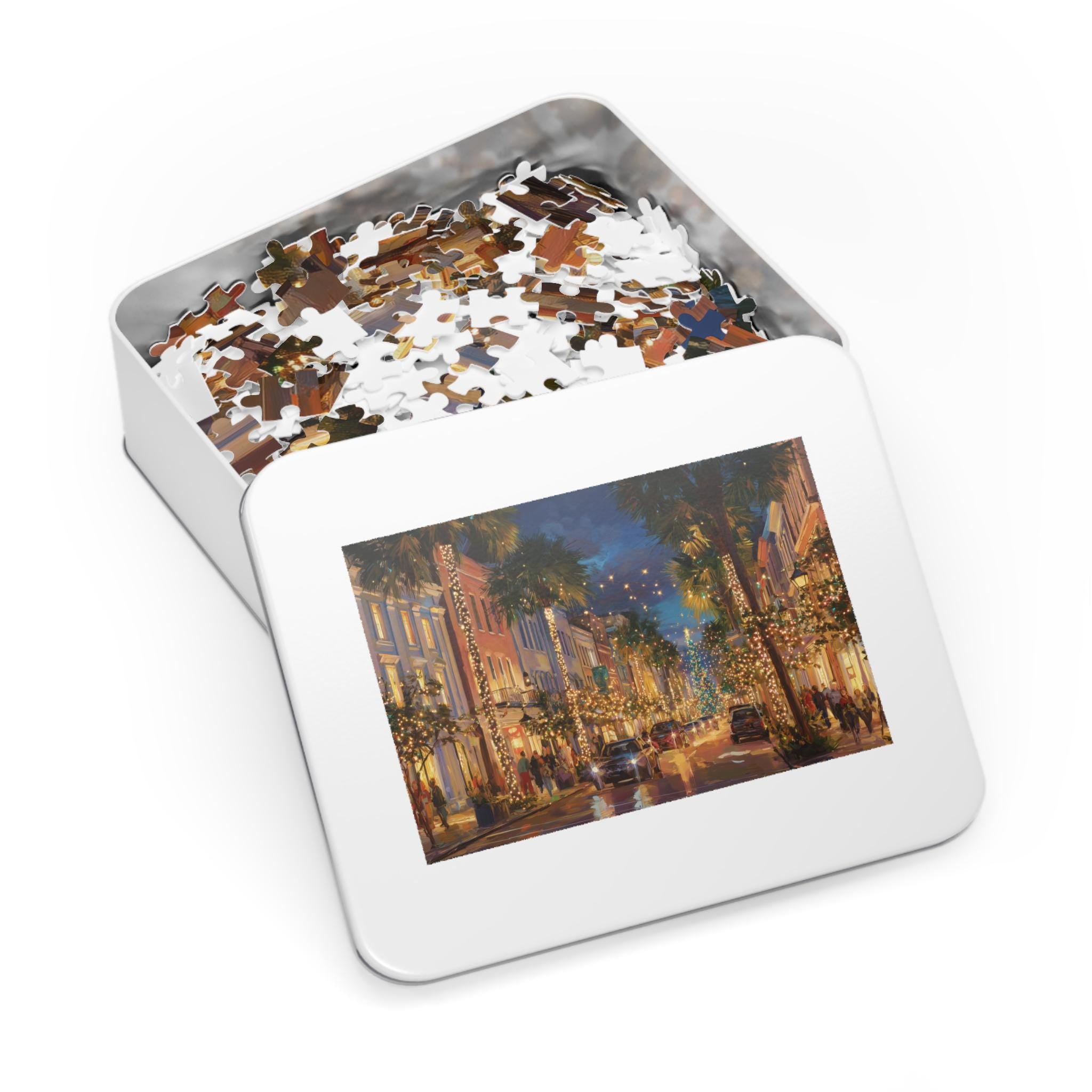 Charleston South Carolina Christmas Puzzle, Personalized Gift Festive Market, Travel Keepsake, Family Holiday Souvenir
