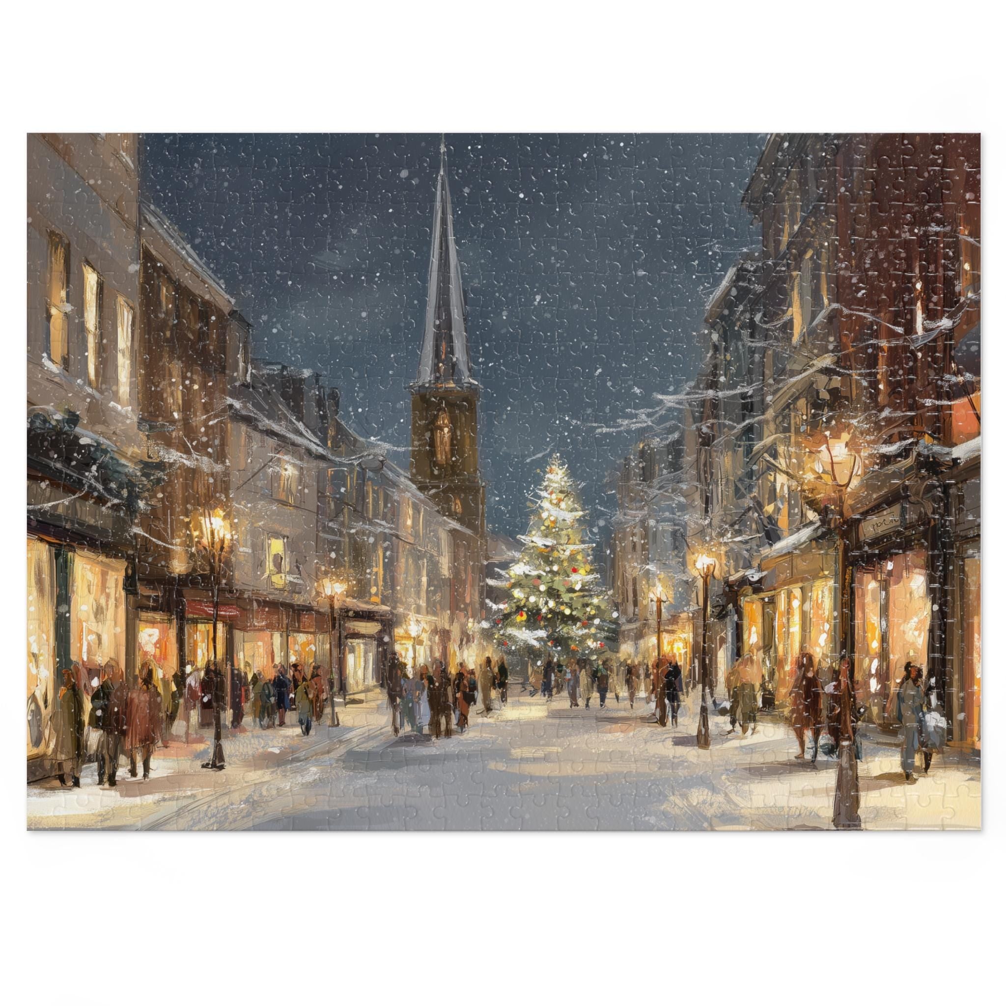 Burlington Vermont Christmas Puzzle, Personalized Gift Festive Market, Travel Keepsake, Family Holiday Souvenir
