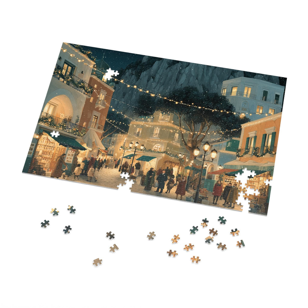 Capri Italy Christmas Puzzle, Personalized Gift Festive Market, Travel Keepsake, Family Holiday Souvenir
