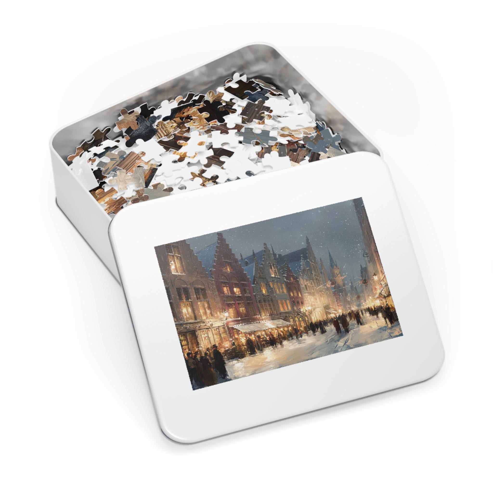 Bruges Belgium Christmas Puzzle, Personalized Gift Festive Market, Travel Keepsake, Family Holiday Souvenir