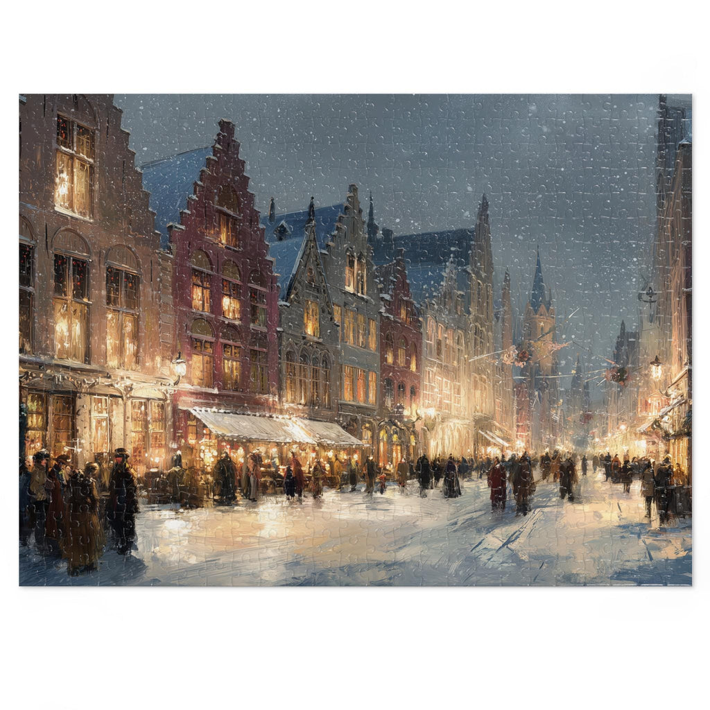 Bruges Belgium Christmas Puzzle, Personalized Gift Festive Market, Travel Keepsake, Family Holiday Souvenir