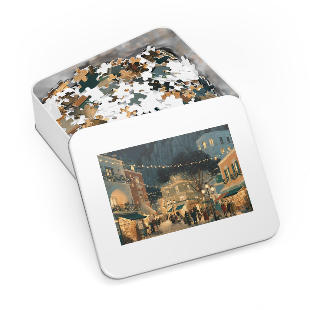 Capri Italy Christmas Puzzle, Personalized Gift Festive Market, Travel Keepsake, Family Holiday Souvenir