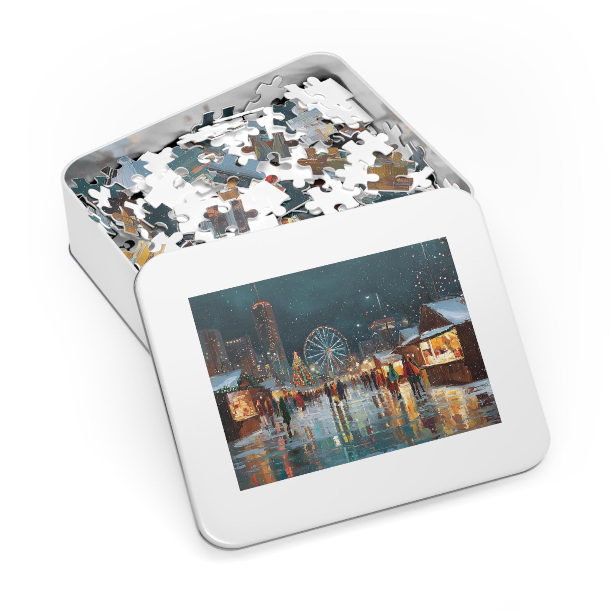 Atlanta Georgia Christmas Puzzle, Personalized Gift Festive Market, Travel Keepsake, Family Holiday Souvenir