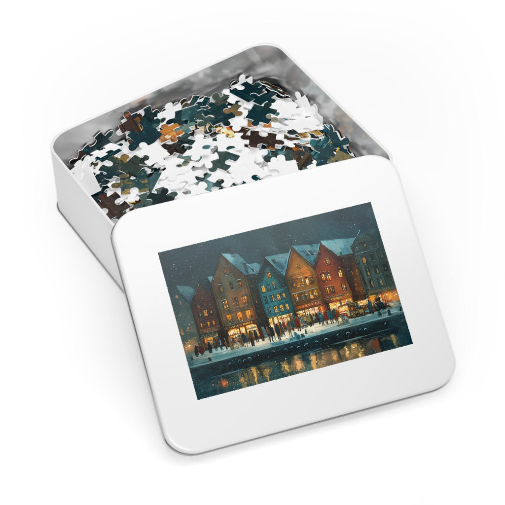 Bergen Norway Christmas Puzzle, Personalized Gift Festive Market, Travel Keepsake, Family Holiday Souvenir