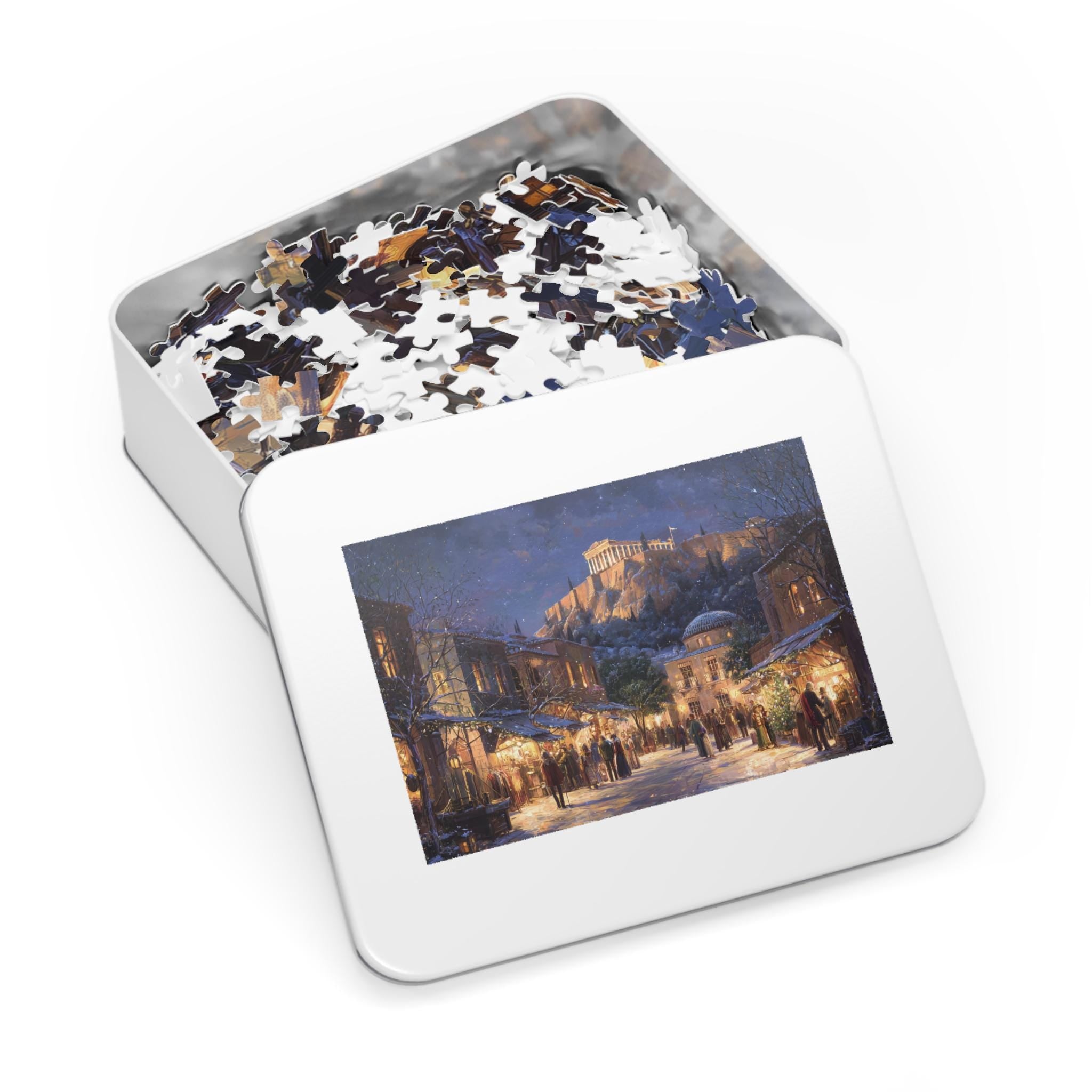 Athens Greece Christmas Puzzle, Personalized Gift Festive Market, Travel Keepsake, Family Holiday Souvenir