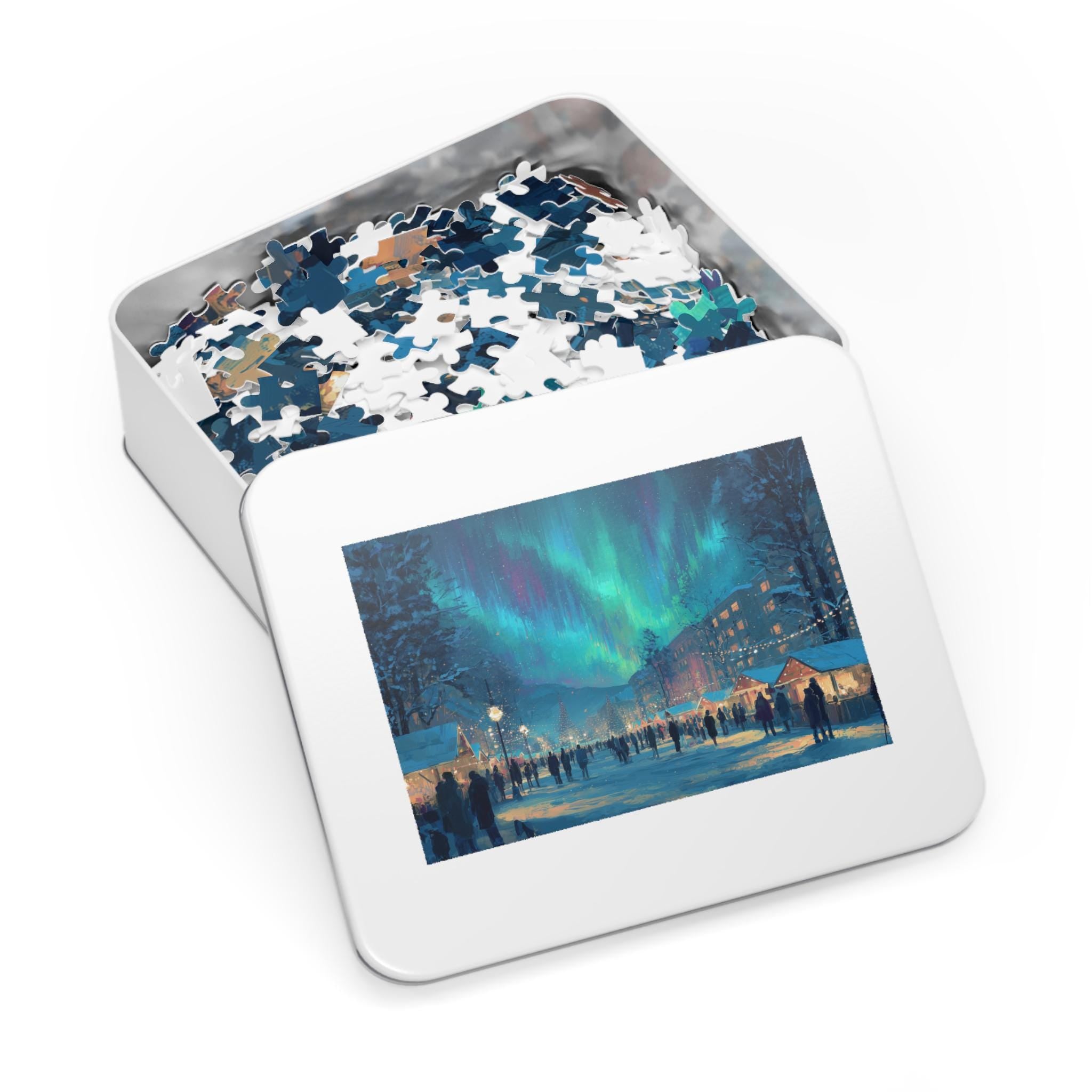 Anchorages Alaska Christmas Puzzle, Personalized Gift Festive Market, Travel Keepsake, Family Holiday Souvenir