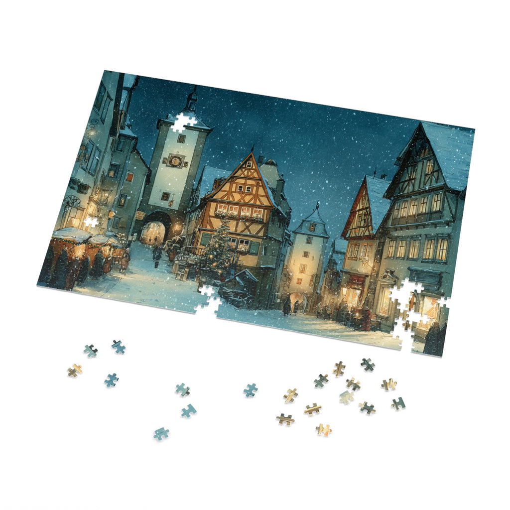 Rothenburg ob der Tauber Germany Christmas Puzzle, Personalized Gift Festive Market, Travel Keepsake, Family Holiday Souvenir