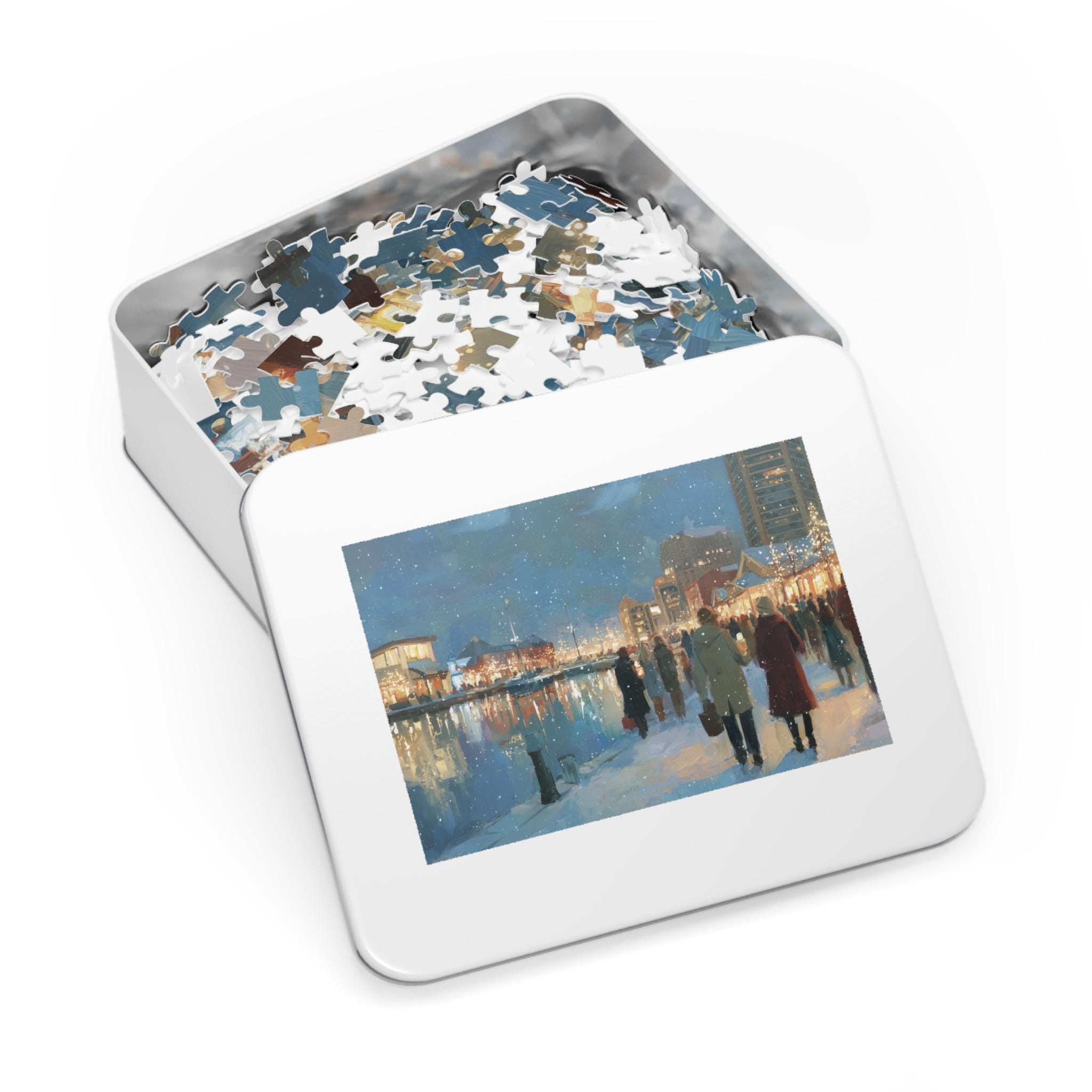 Baltimore Maryland Christmas Puzzle, Personalized Gift Festive Market, Travel Keepsake, Family Holiday Souvenir