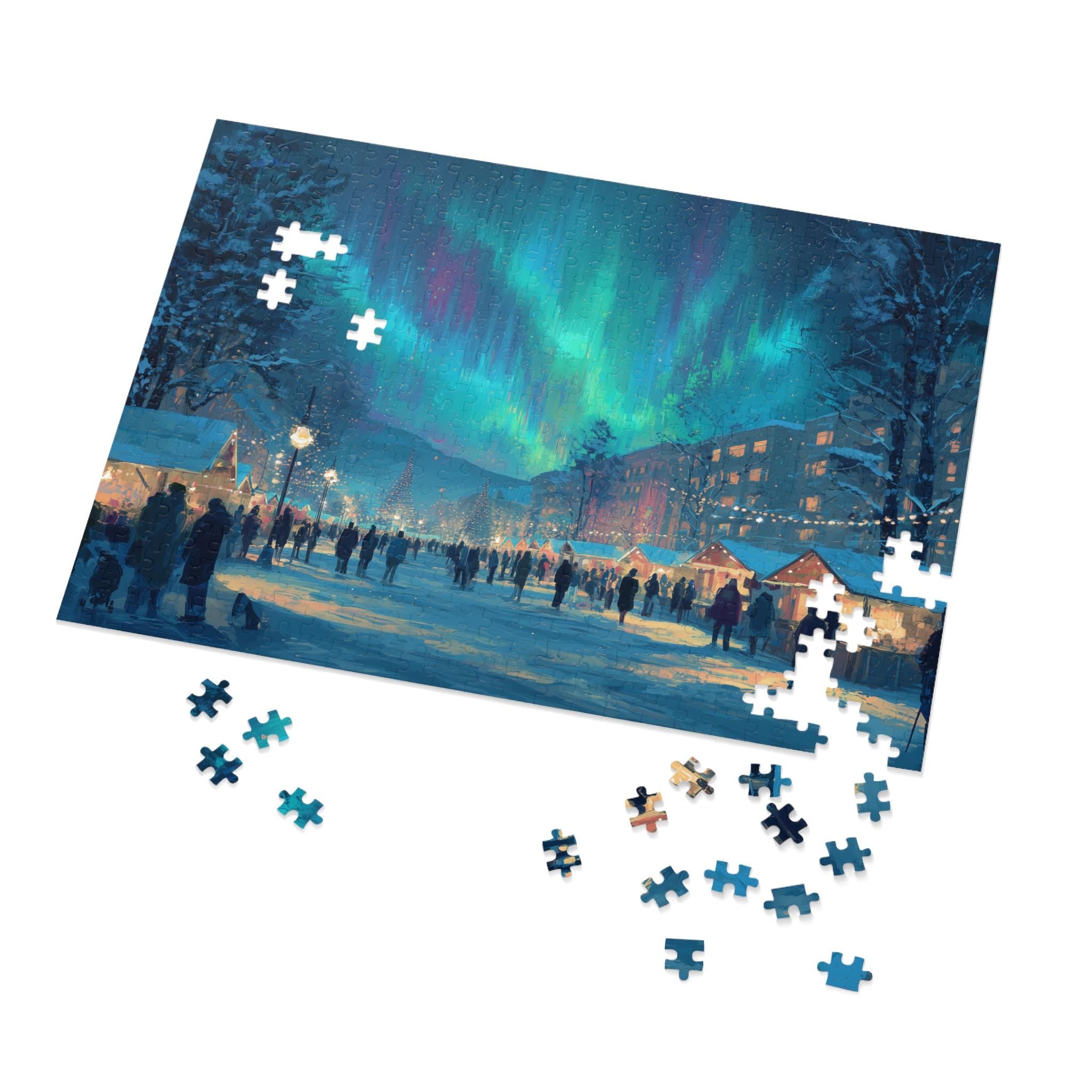 Anchorages Alaska Christmas Puzzle, Personalized Gift Festive Market, Travel Keepsake, Family Holiday Souvenir