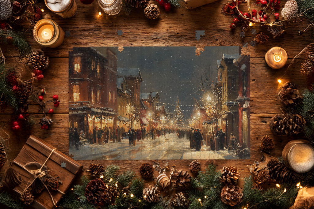 Columbus Ohio Christmas Puzzle, Personalized Gift Festive Market, Travel Keepsake, Family Holiday Souvenir
