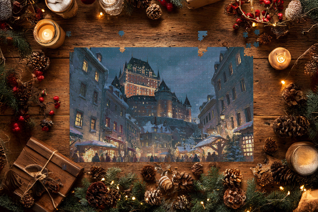 Qubec City Canada Christmas Puzzle, Personalized Gift Festive Market, Travel Keepsake, Family Holiday Souvenir