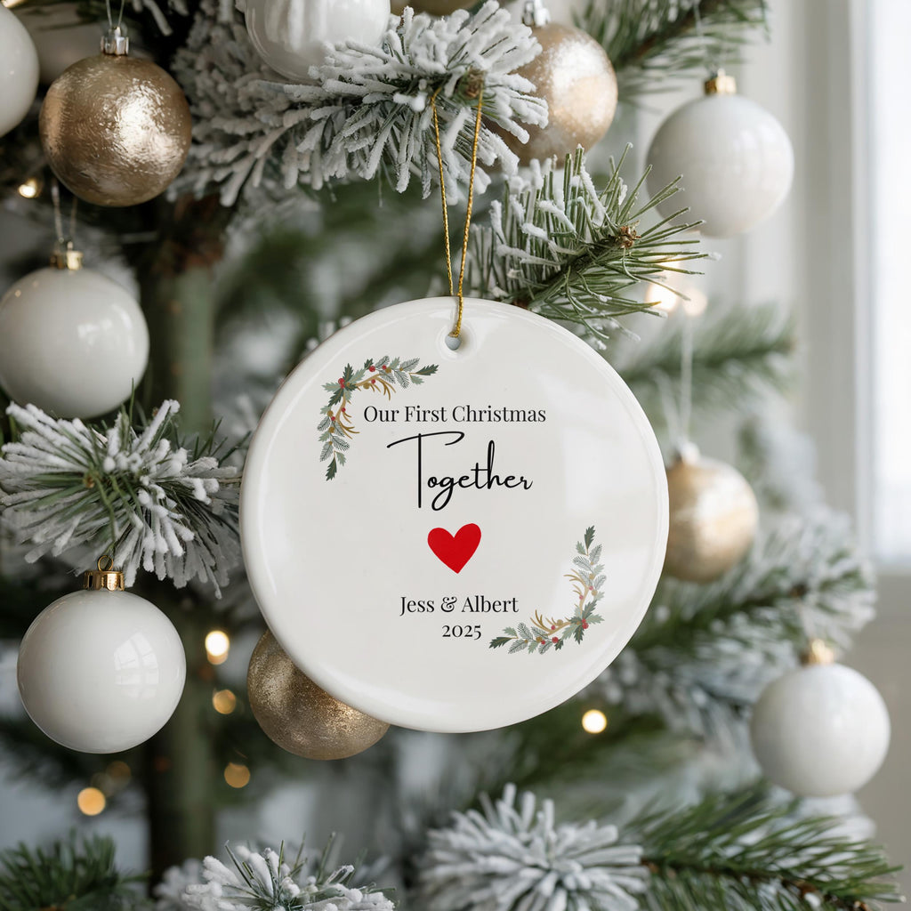 Our First Christmas Ornament, Personalized Couple Gift, Custom Ceramic, Our Acrylic babule