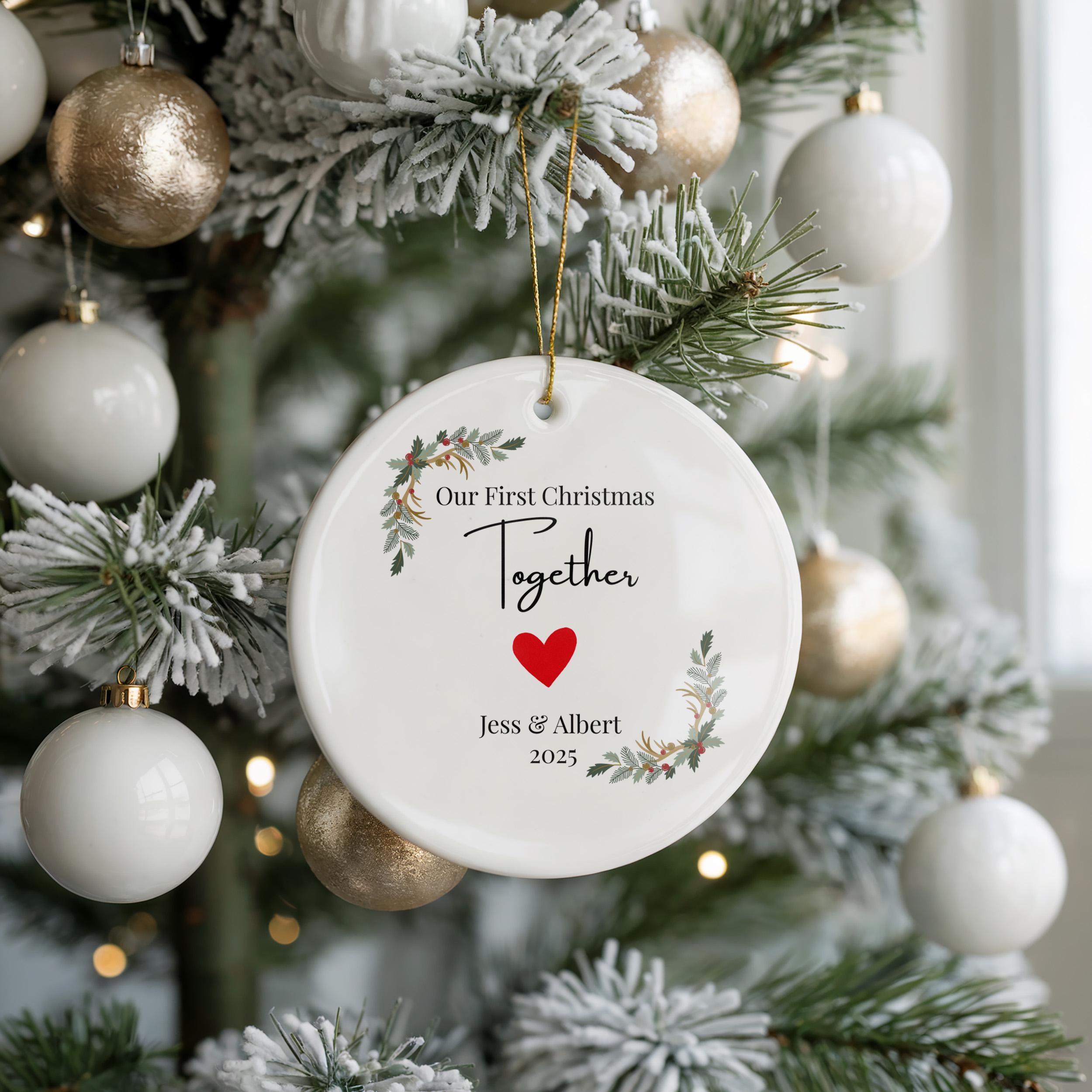 Our First Christmas Ornament, Personalized Couple Gift, Custom Ceramic, Our Acrylic babule