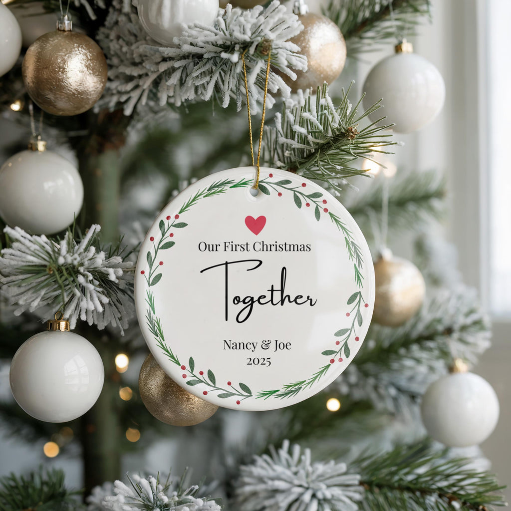 Our First Married Christmas Ornament, Personalized Bauble, Custom New Couple gift Xmas