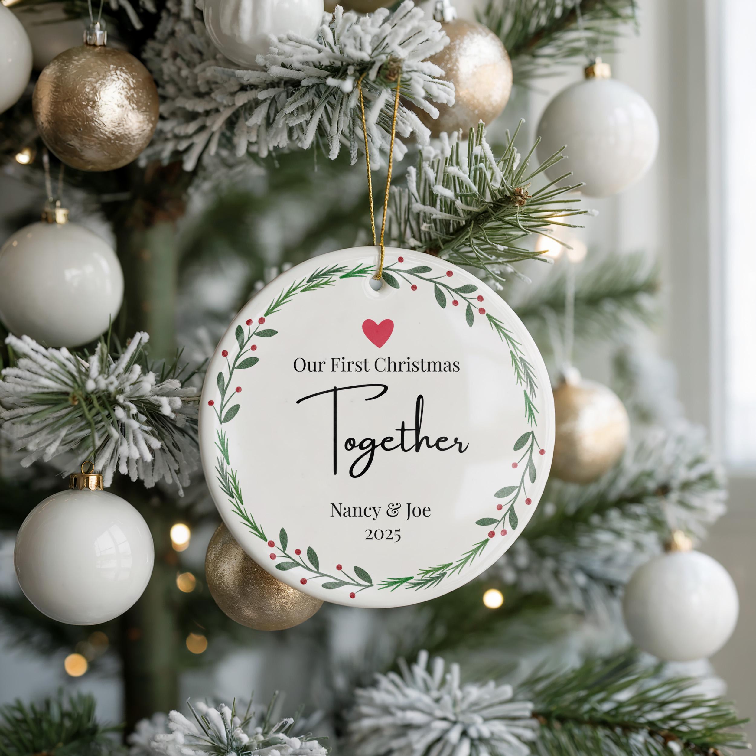 Our First Married Christmas Ornament, Personalized Bauble, Custom New Couple gift Xmas