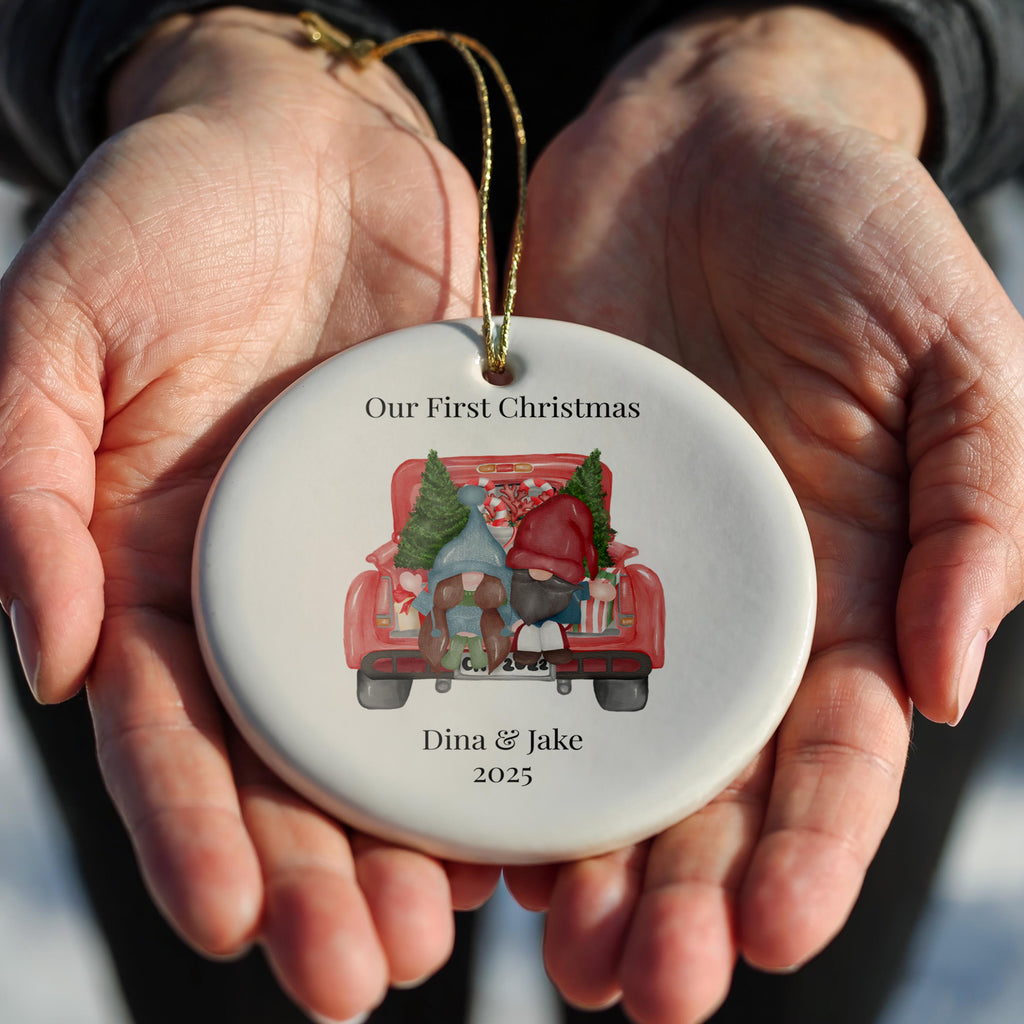 Gnome Couple Our First Christmas Together Ornament,Personalized Bauble, Custom New Couple gift Xmas