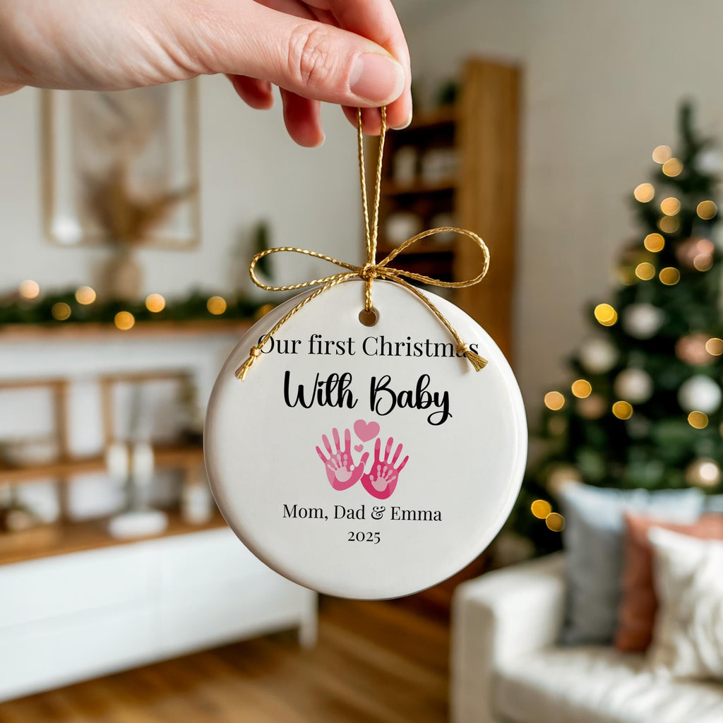 First Christmas Parent Ornament, personalized First baby gift, Custom Family Bauble Xmas Decor