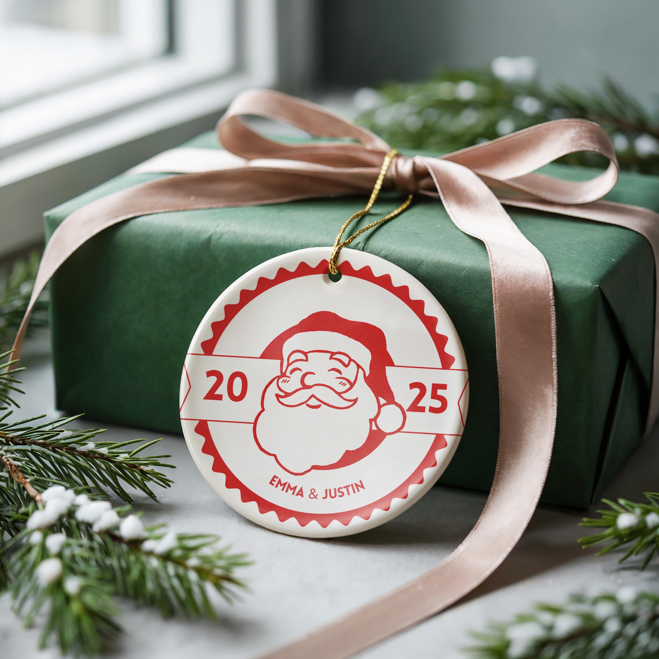 Vintage Couple Ornament, Personalized Christmas gift, Custom Bauble Wedding Keepsake