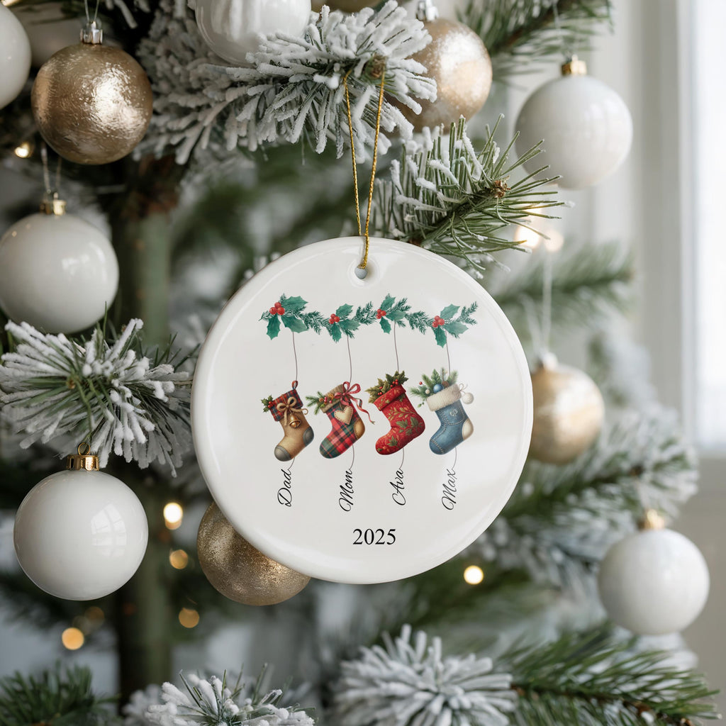 Family Name Stocking Ornament, Personalized Holiday Decoration, Custom Christmas Keepsake for Families
